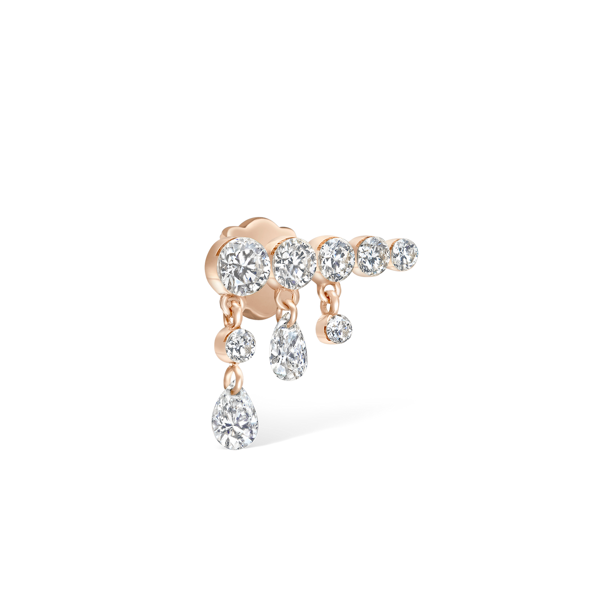 Invisible Set Diamond Crescendo Bar Threaded Stud Earring