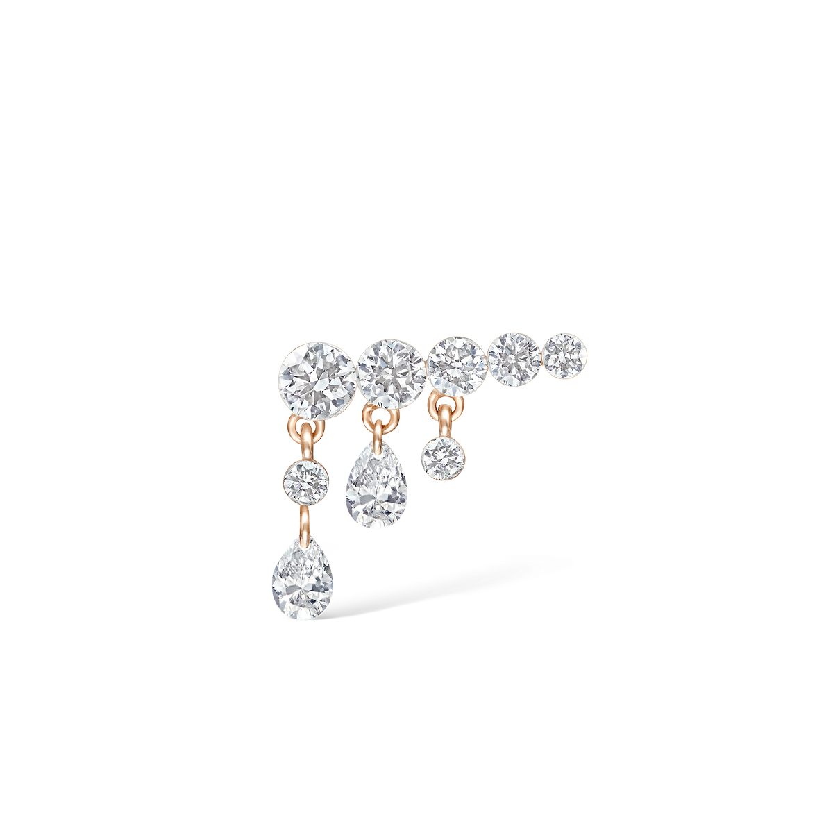 Invisible Set Diamond Crescendo Bar Threaded Stud Earring