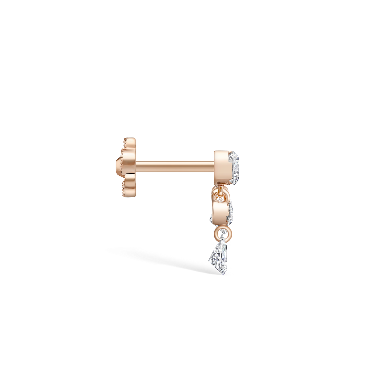 Invisible Set Diamond Crescendo Bar Threaded Stud Earring