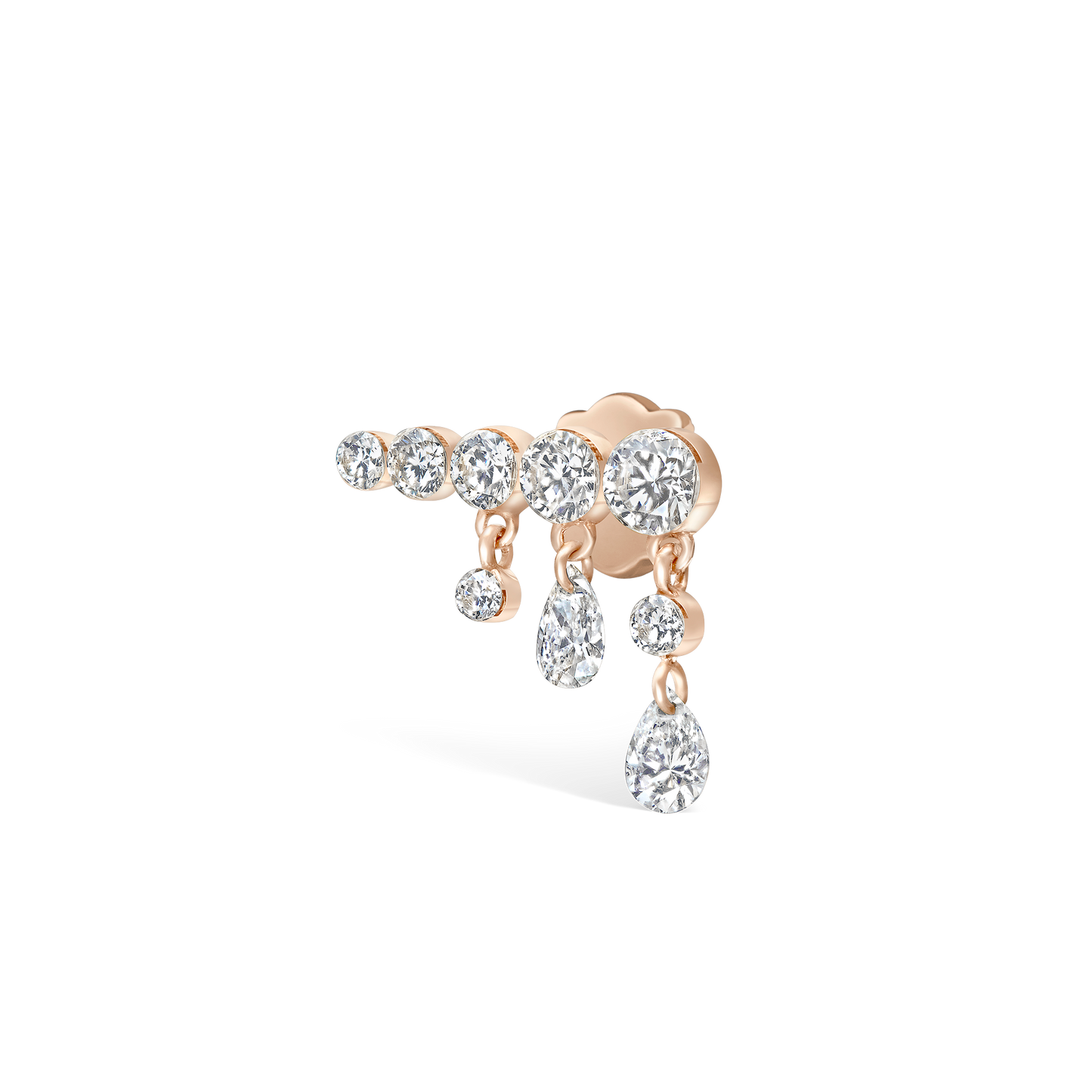 Invisible Set Diamond Crescendo Bar Threaded Stud Earring