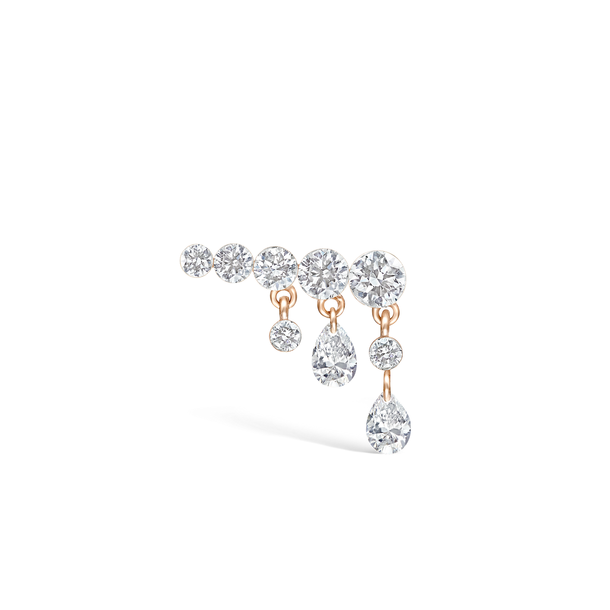 Invisible Set Diamond Crescendo Bar Threaded Stud Earring