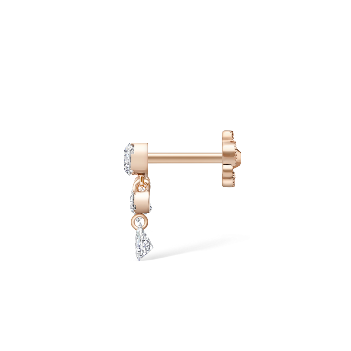 Invisible Set Diamond Crescendo Bar Threaded Stud Earring