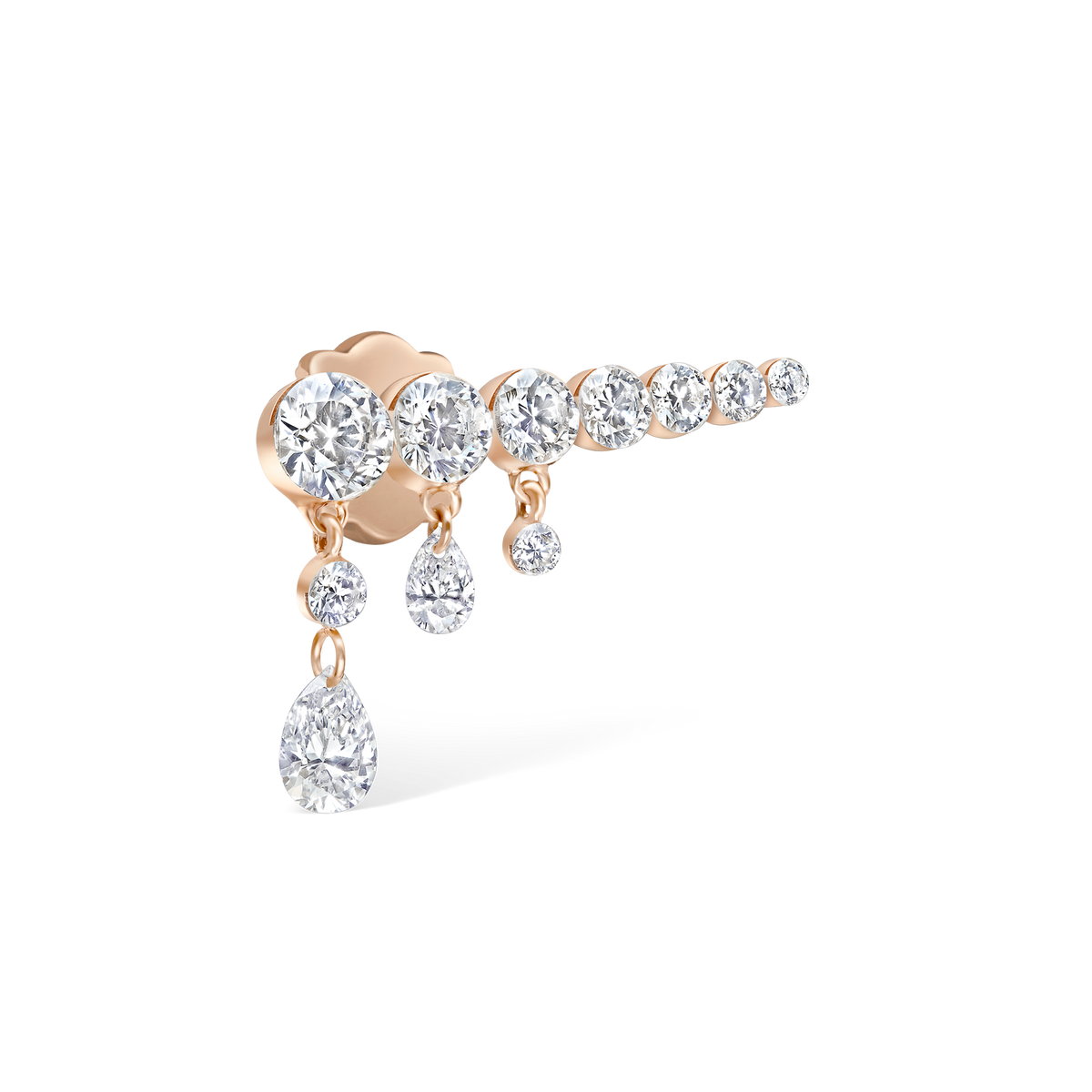 Invisible Set Diamond Crescendo Bar Threaded Stud Earring