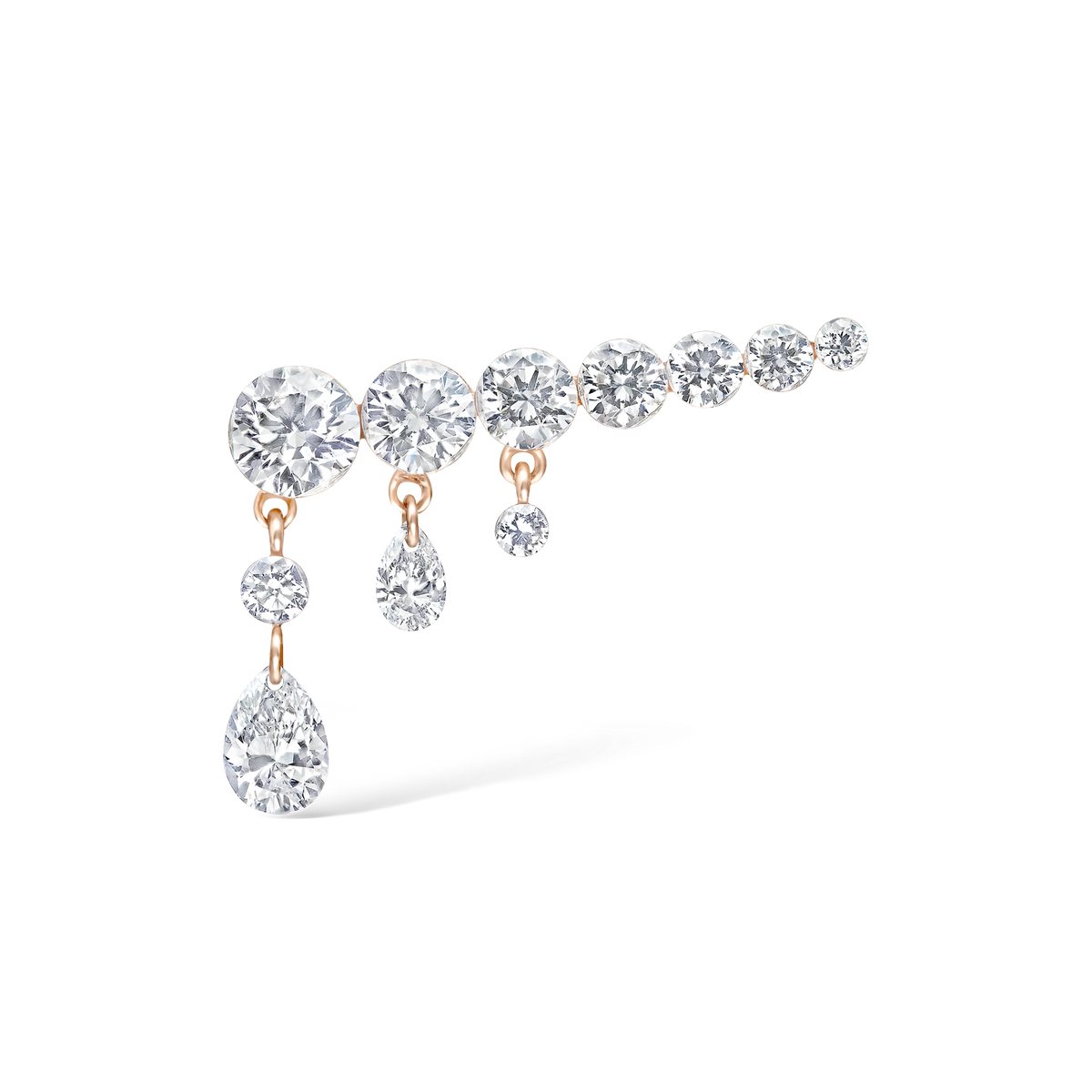 Invisible Set Diamond Crescendo Bar Threaded Stud Earring