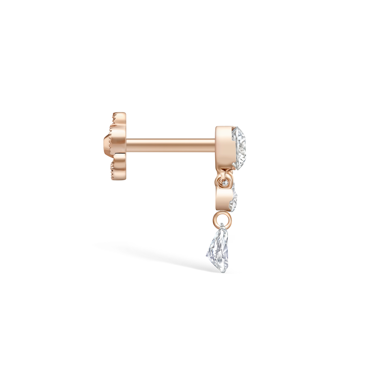 Invisible Set Diamond Crescendo Bar Threaded Stud Earring