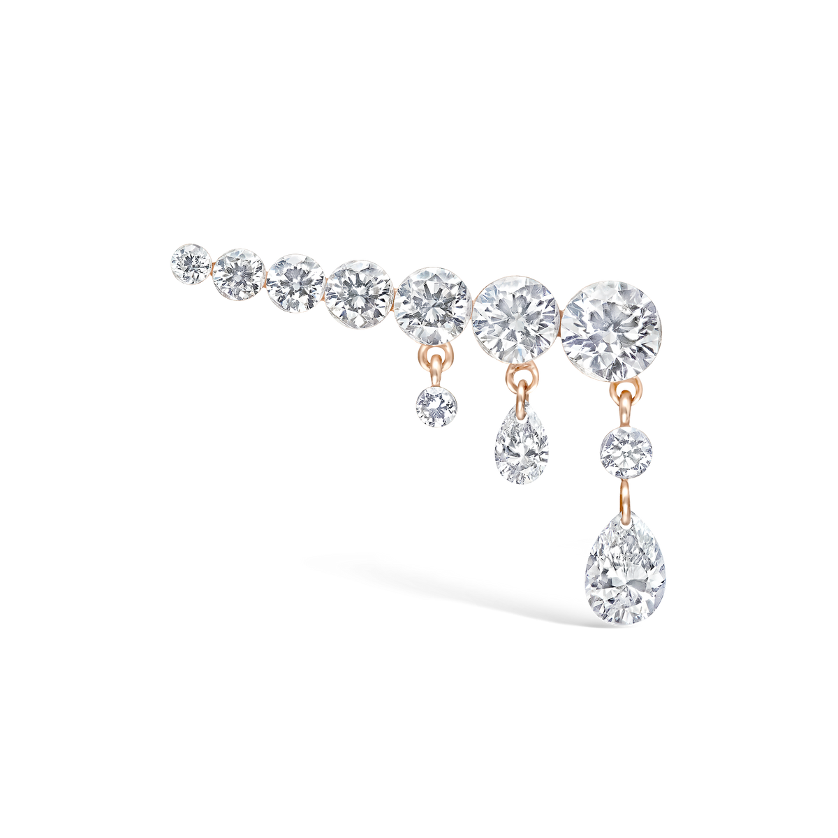 Invisible Set Diamond Crescendo Bar Threaded Stud Earring
