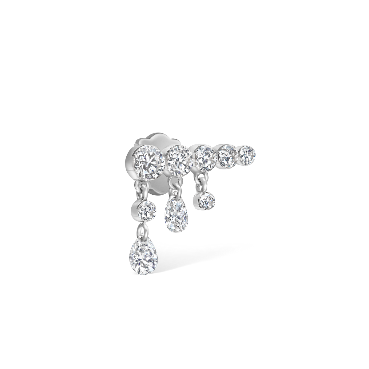 Invisible Set Diamond Crescendo Bar Threaded Stud Earring