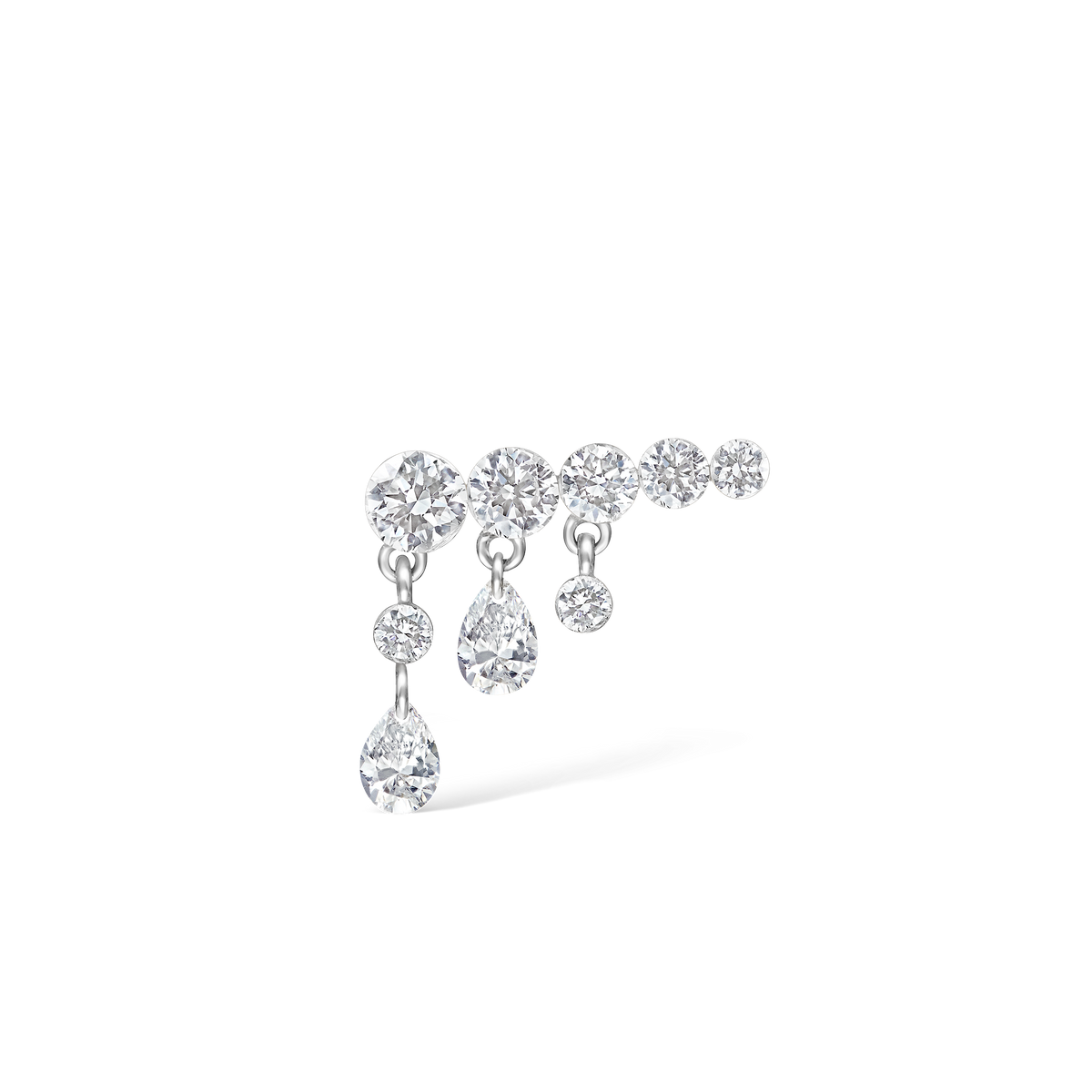 Invisible Set Diamond Crescendo Bar Threaded Stud Earring