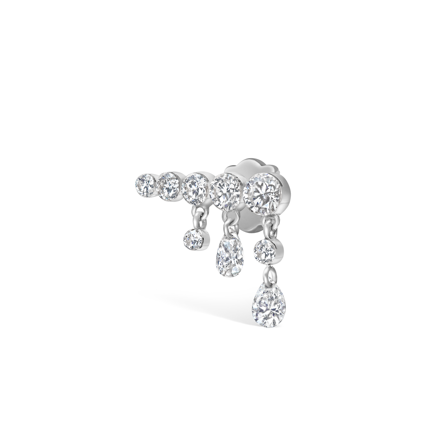 Invisible Set Diamond Crescendo Bar Threaded Stud Earring