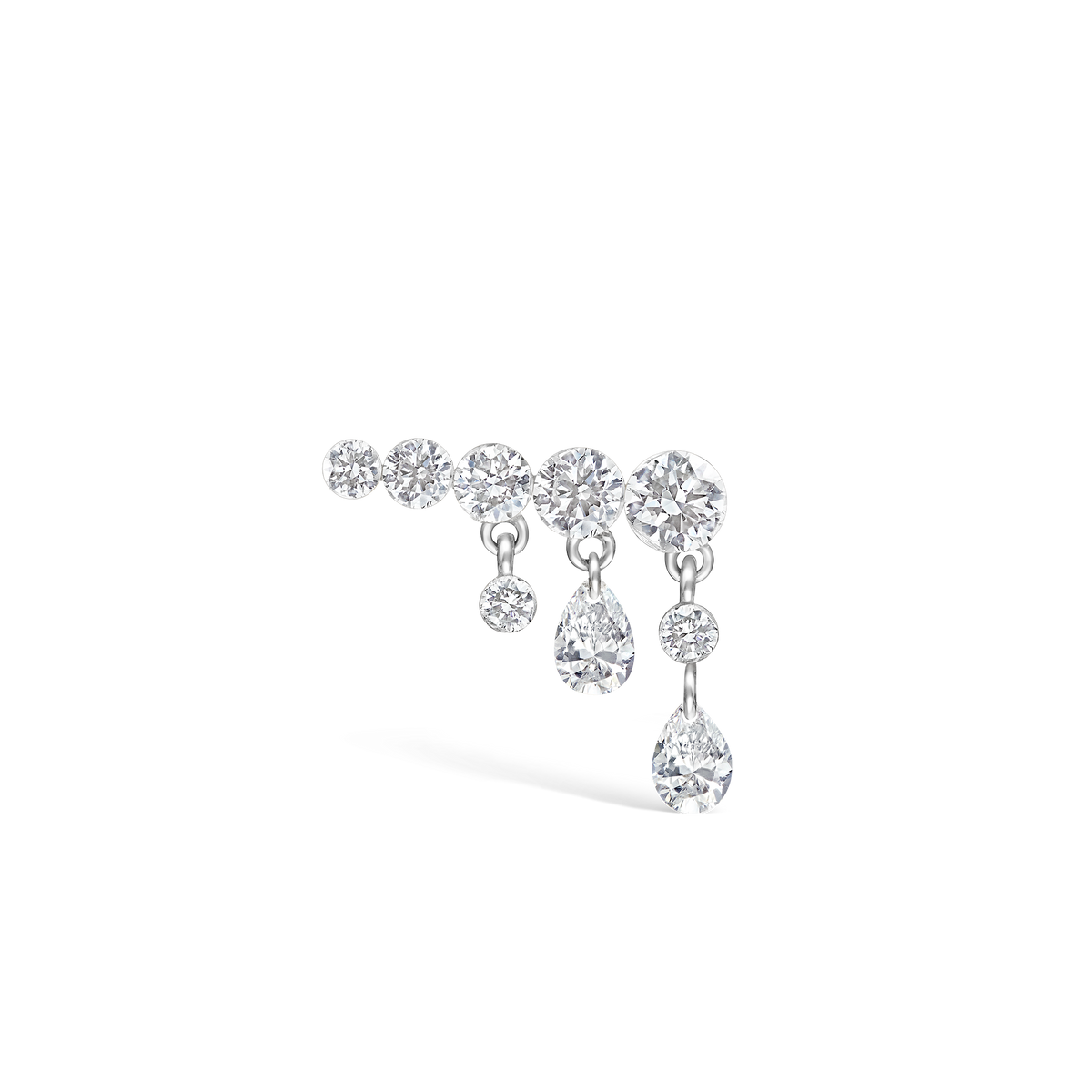 Invisible Set Diamond Crescendo Bar Threaded Stud Earring