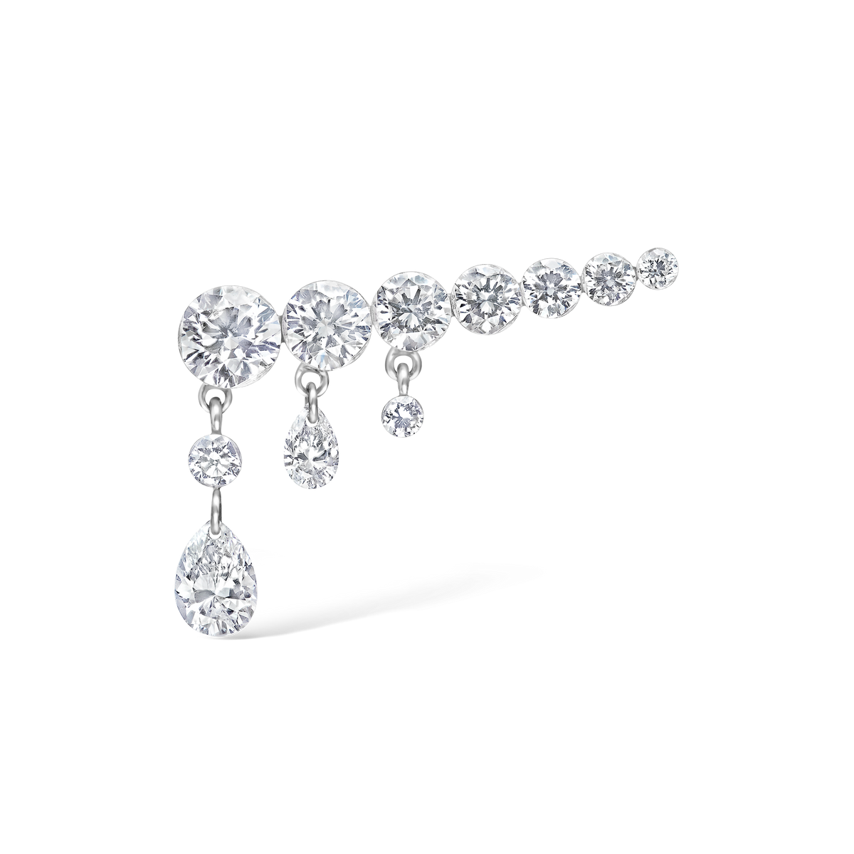 Invisible Set Diamond Crescendo Bar Threaded Stud Earring