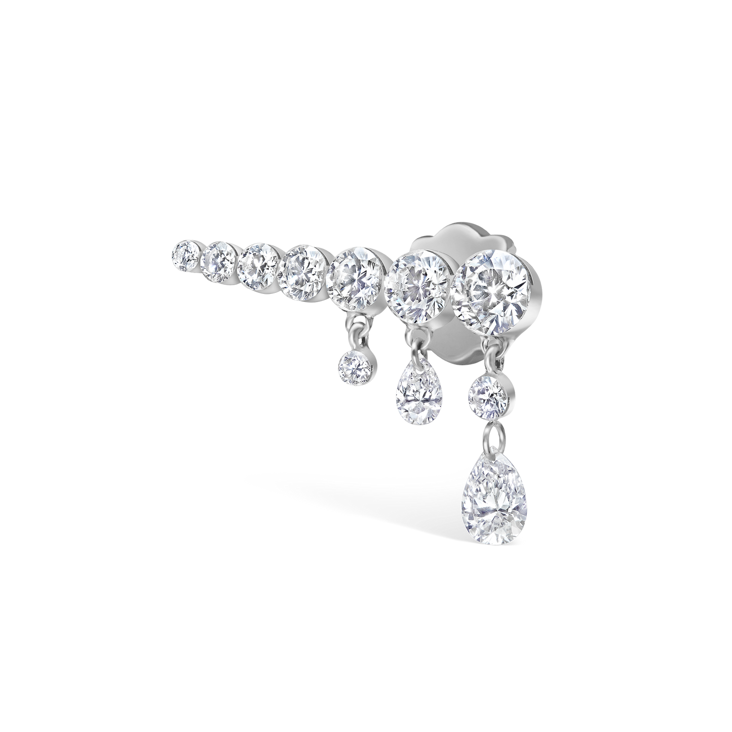 Invisible Set Diamond Crescendo Bar Threaded Stud Earring
