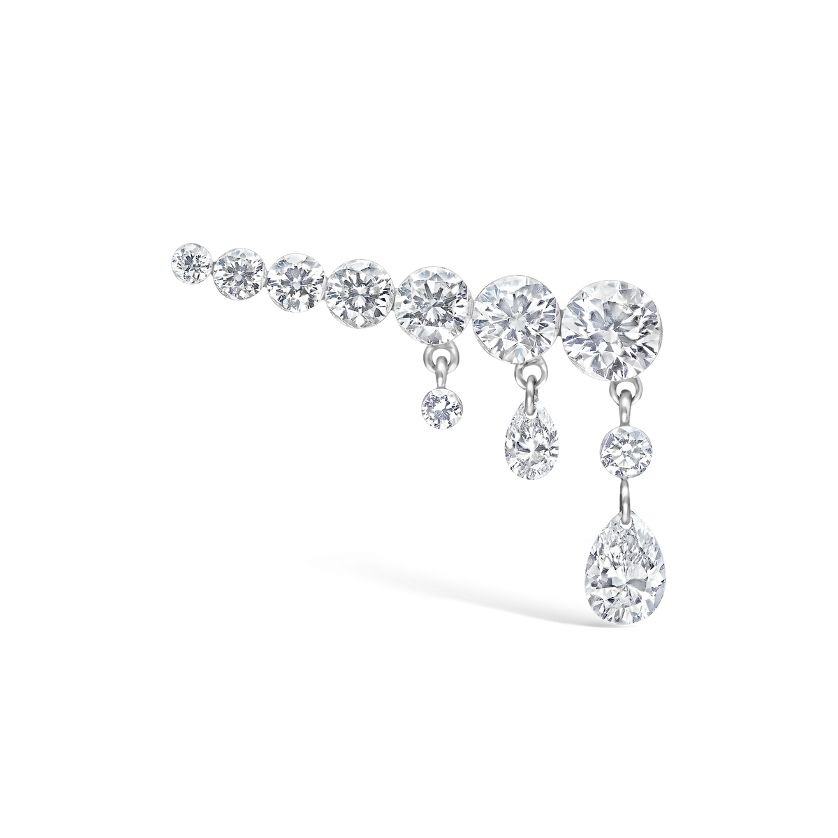 Invisible Set Diamond Crescendo Bar Threaded Stud Earring