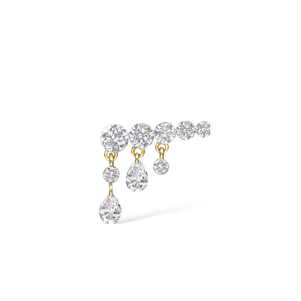 Invisible Set Diamond Crescendo Bar Threaded Stud Earring