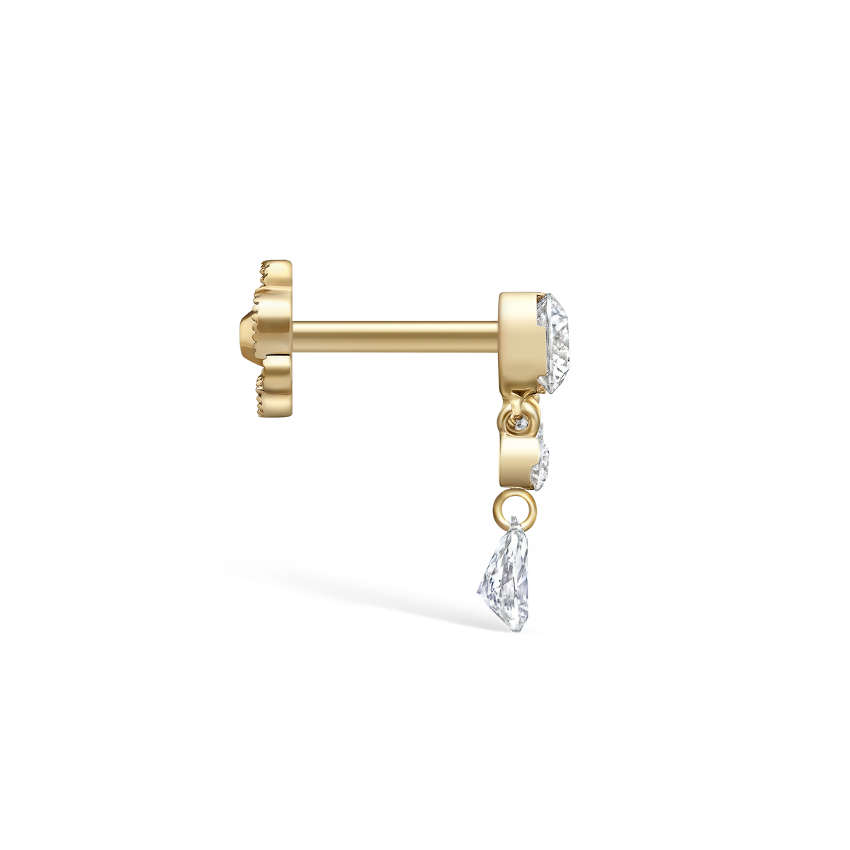Invisible Set Diamond Crescendo Bar Threaded Stud Earring