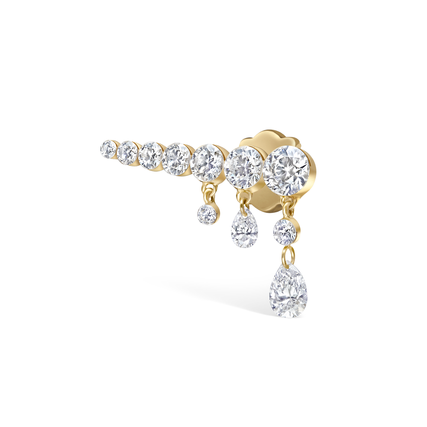 Invisible Set Diamond Crescendo Bar Threaded Stud Earring