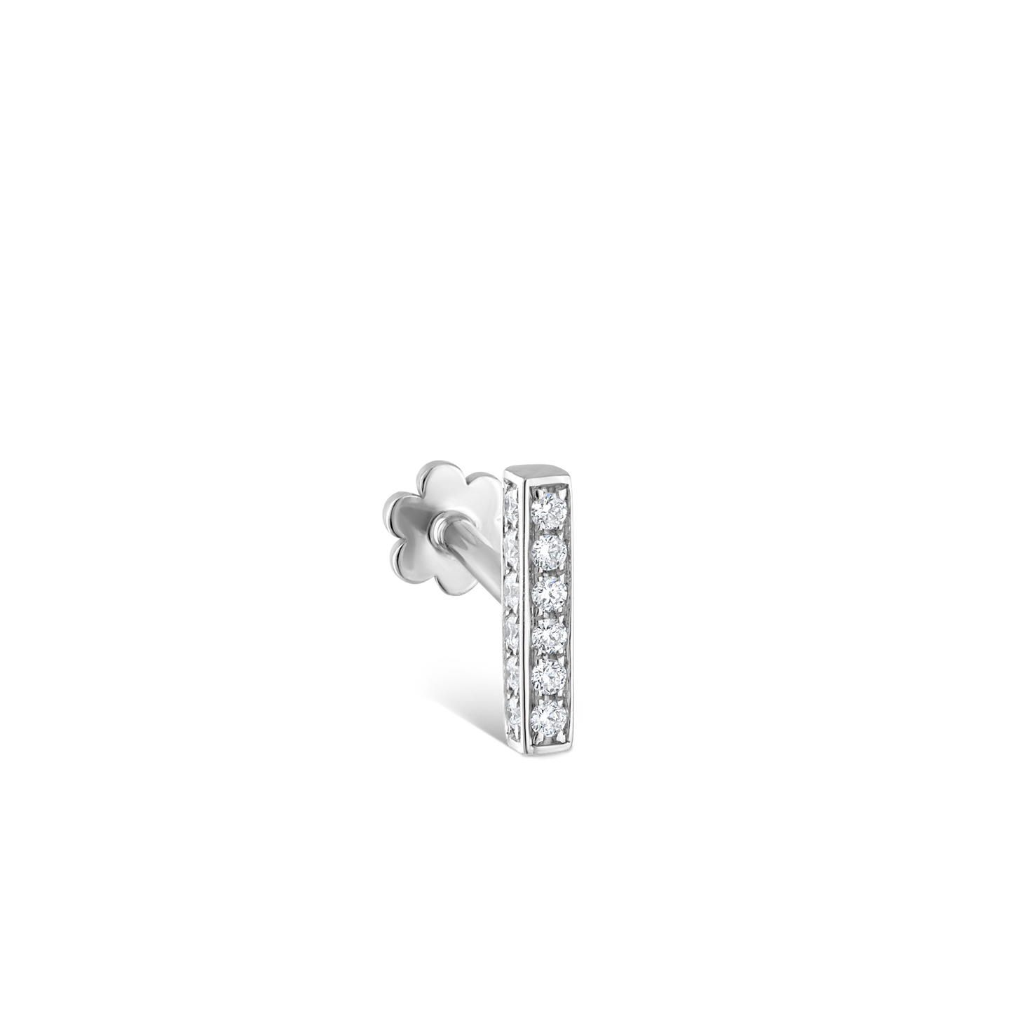 Square Diamond Pavé Bar Threaded Stud Earring