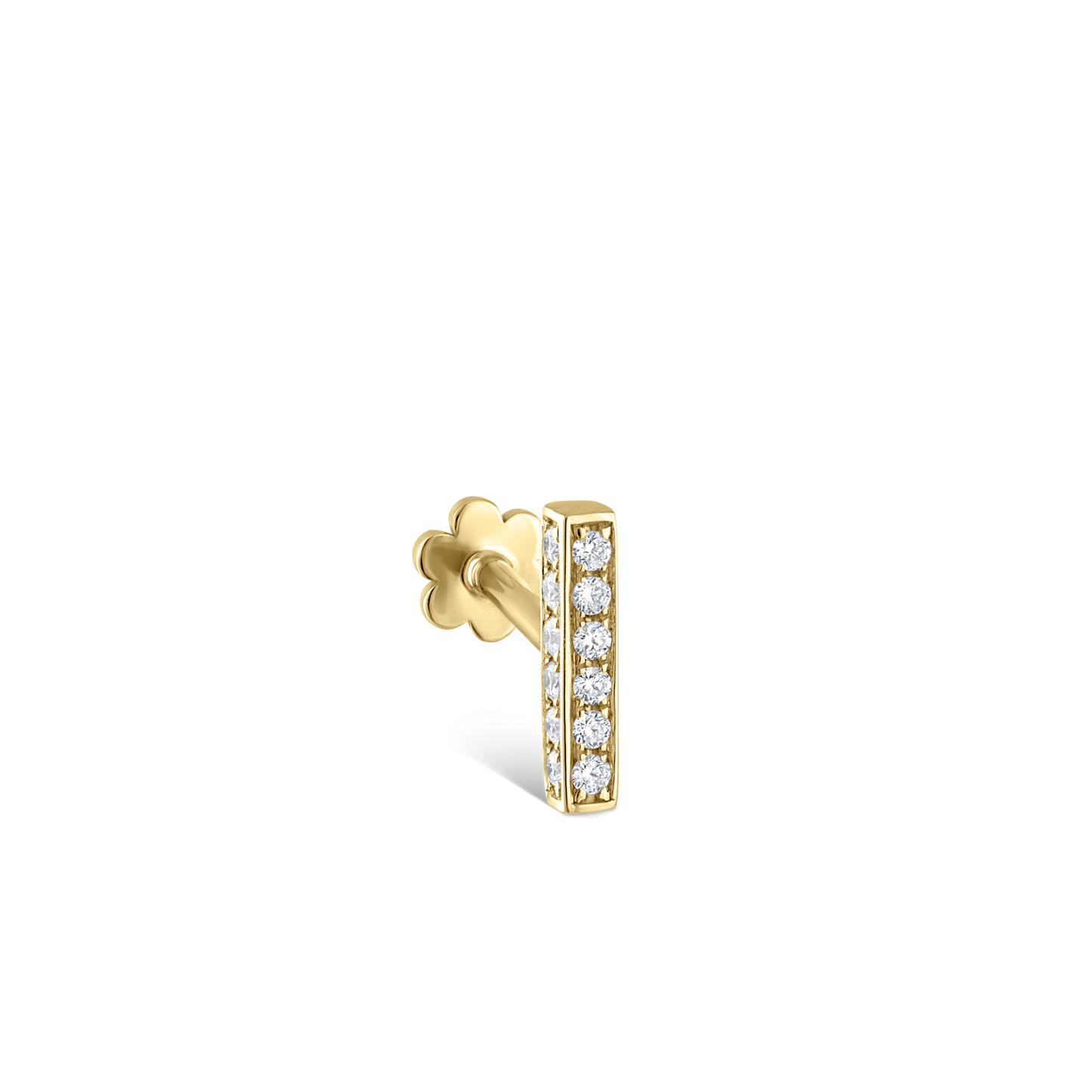 Square Diamond Pavé Bar Threaded Stud Earring