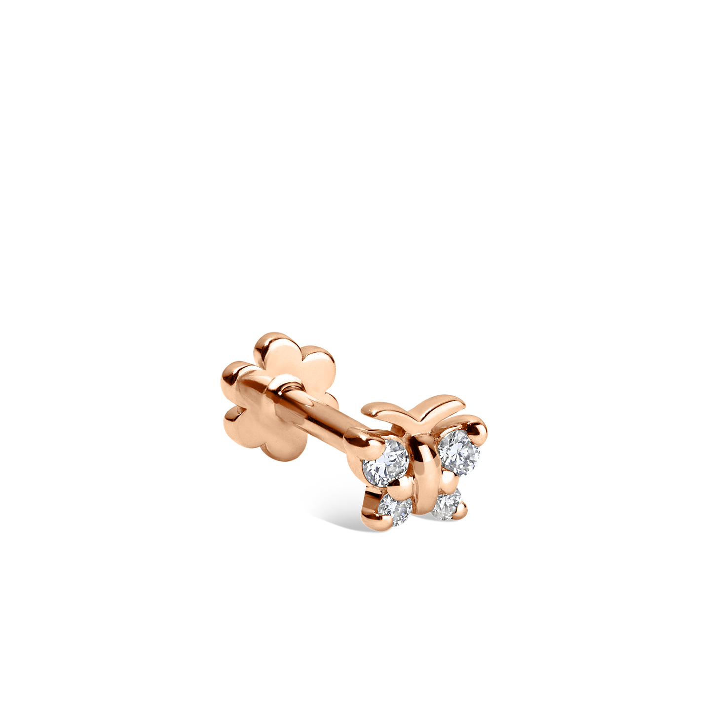 Diamond Butterfly Threaded Stud Earring