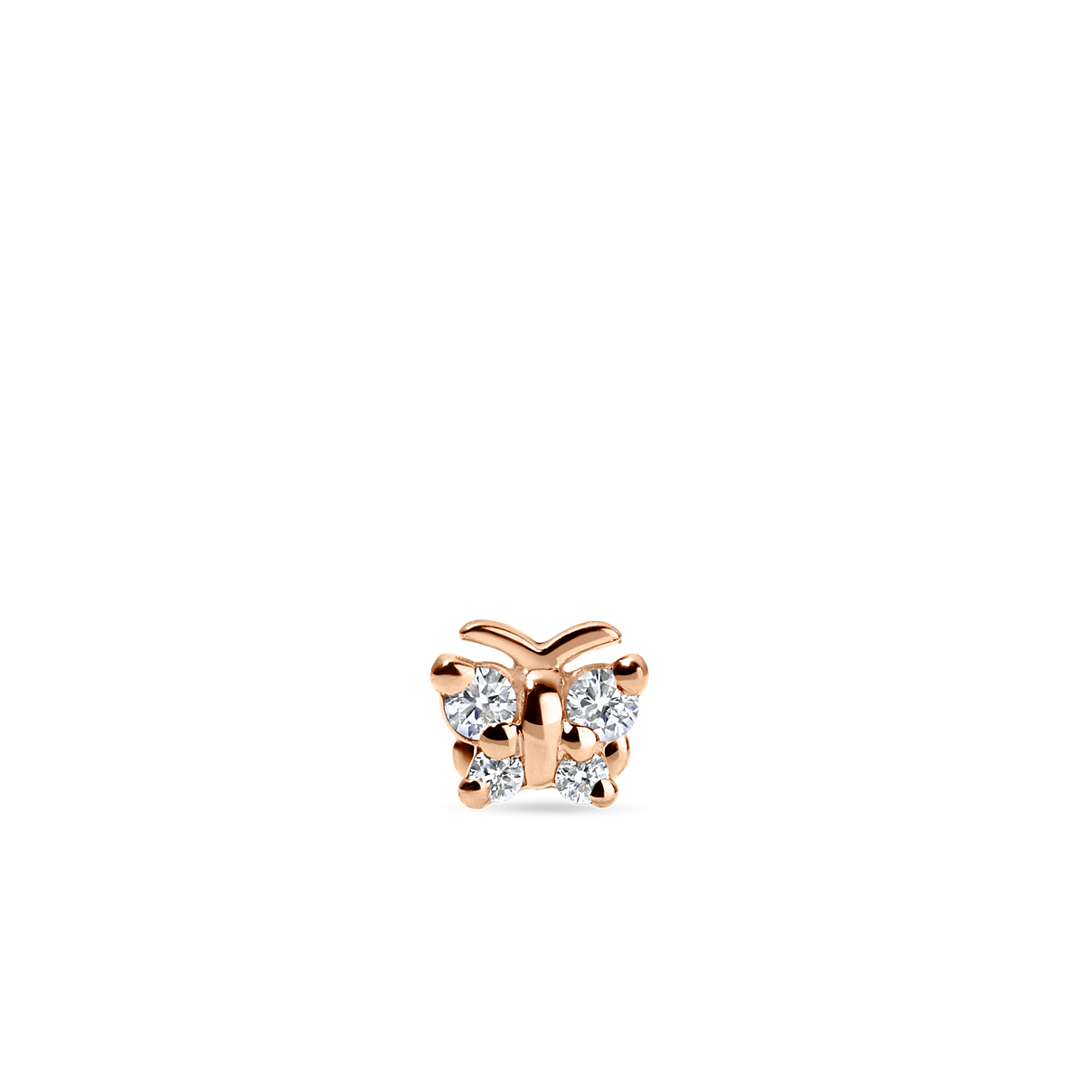 Diamond Butterfly Threaded Stud Earring