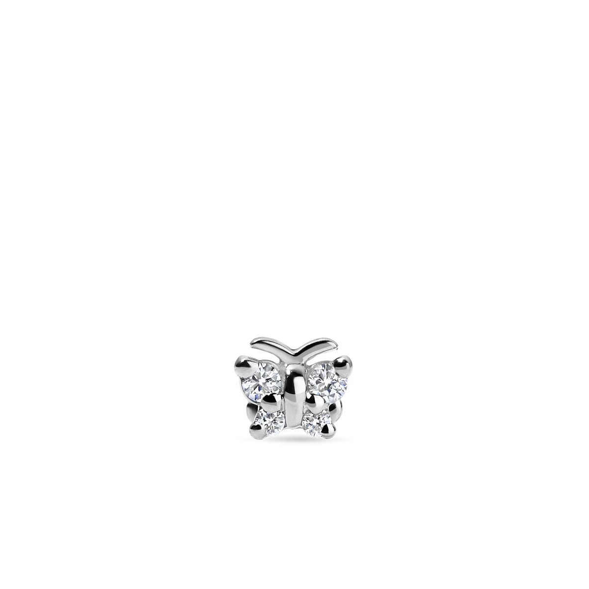 Diamond Butterfly Threaded Stud Earring