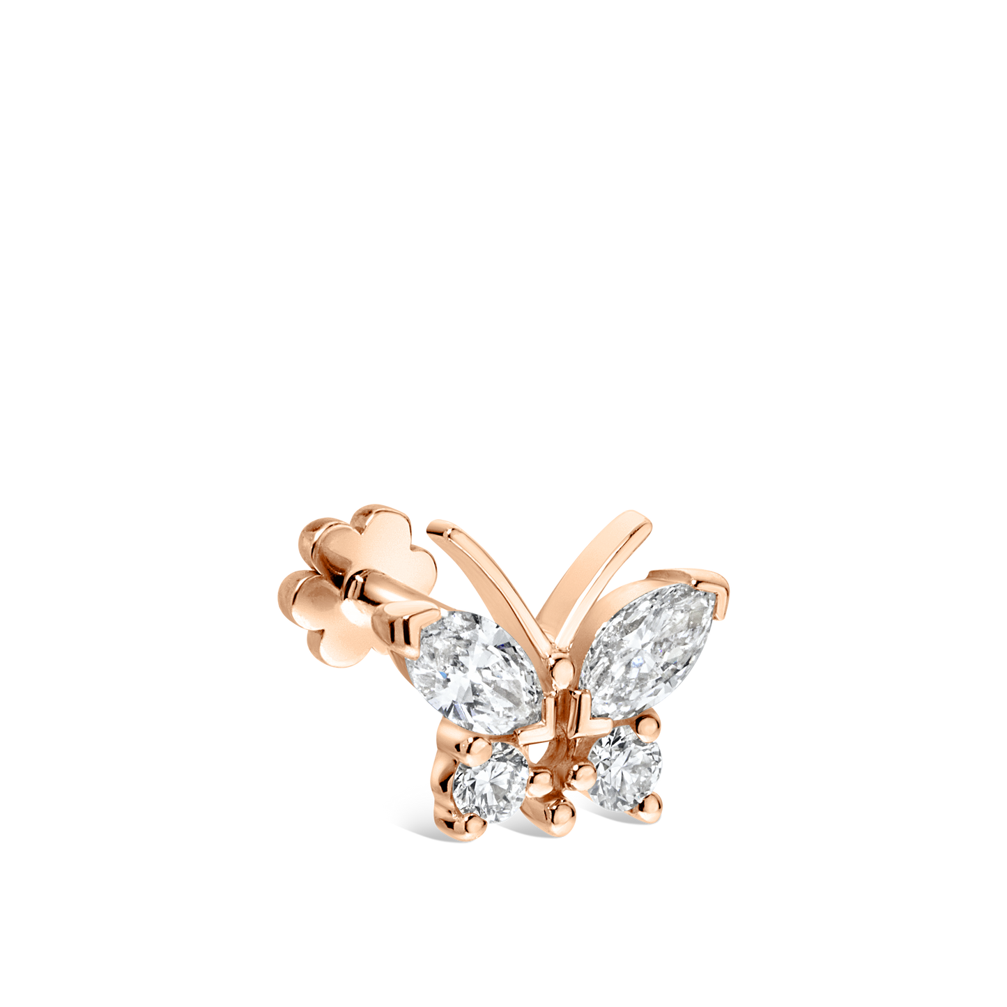 Diamond Marquise Butterfly Threaded Stud Earring