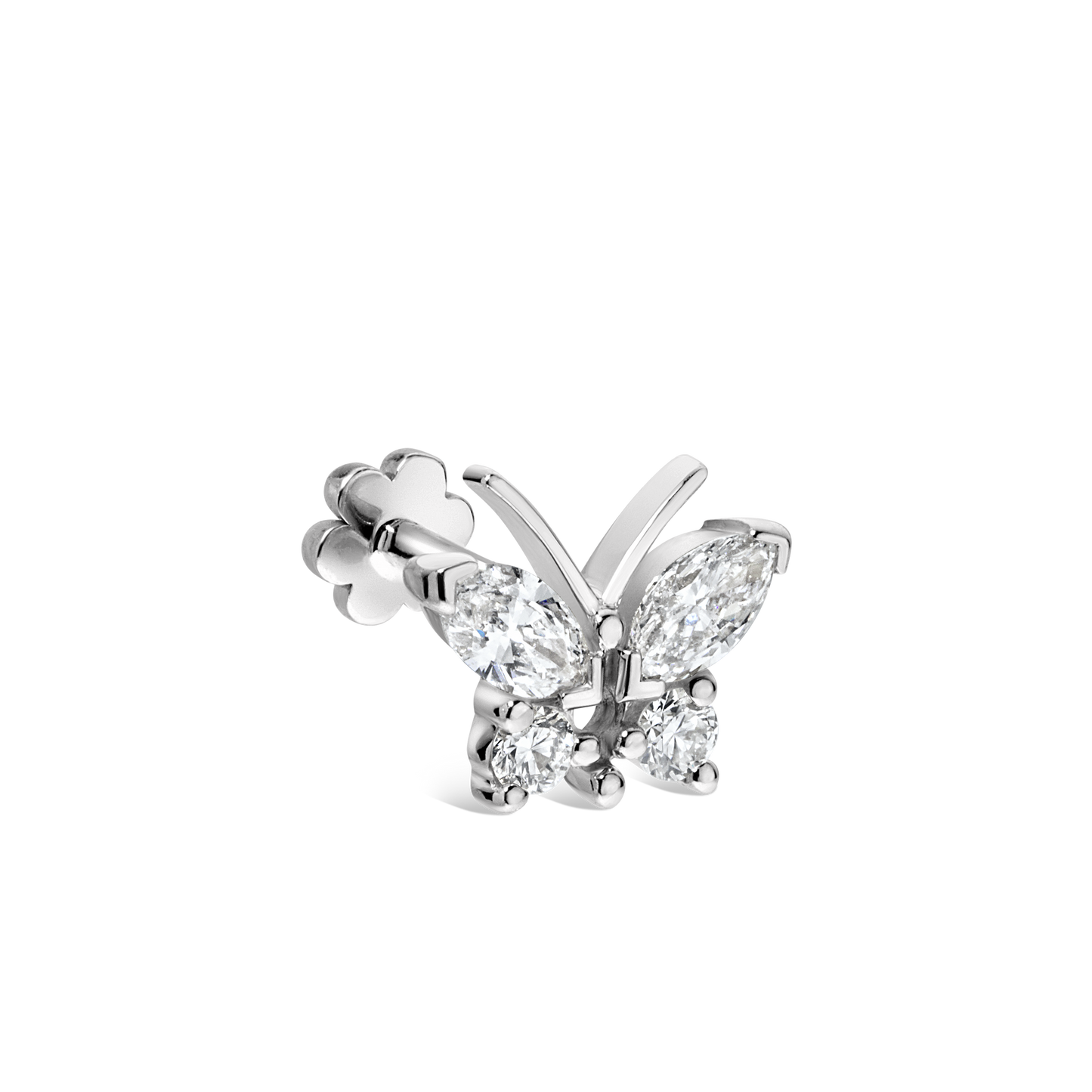 Diamond Marquise Butterfly Threaded Stud Earring