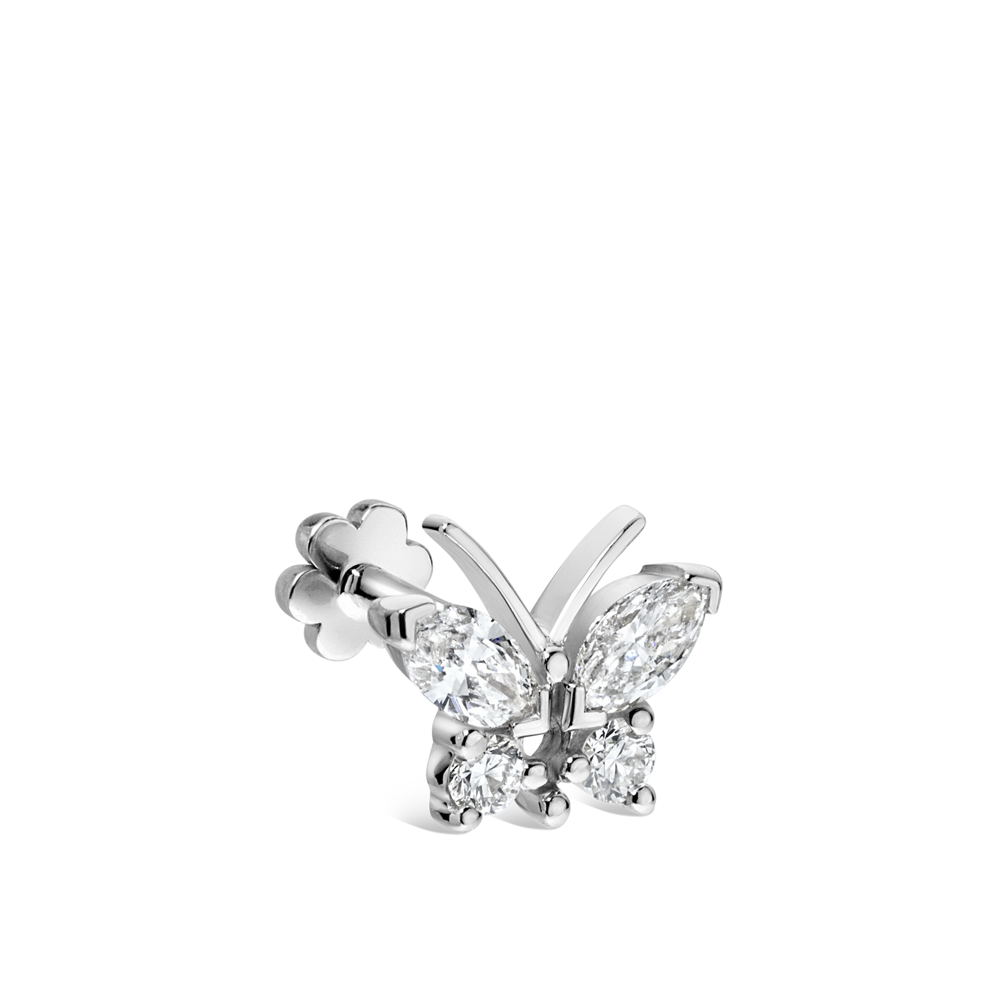 Diamond Marquise Butterfly Threaded Stud Earring