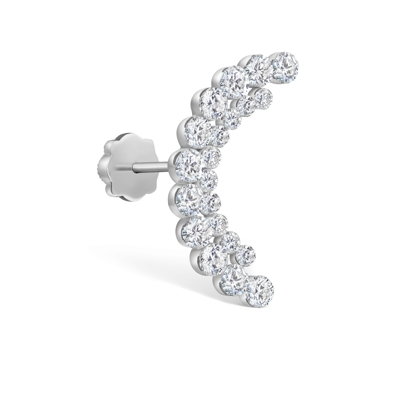 Invisible Set Diamond Apsara Curve Threaded Stud Earring