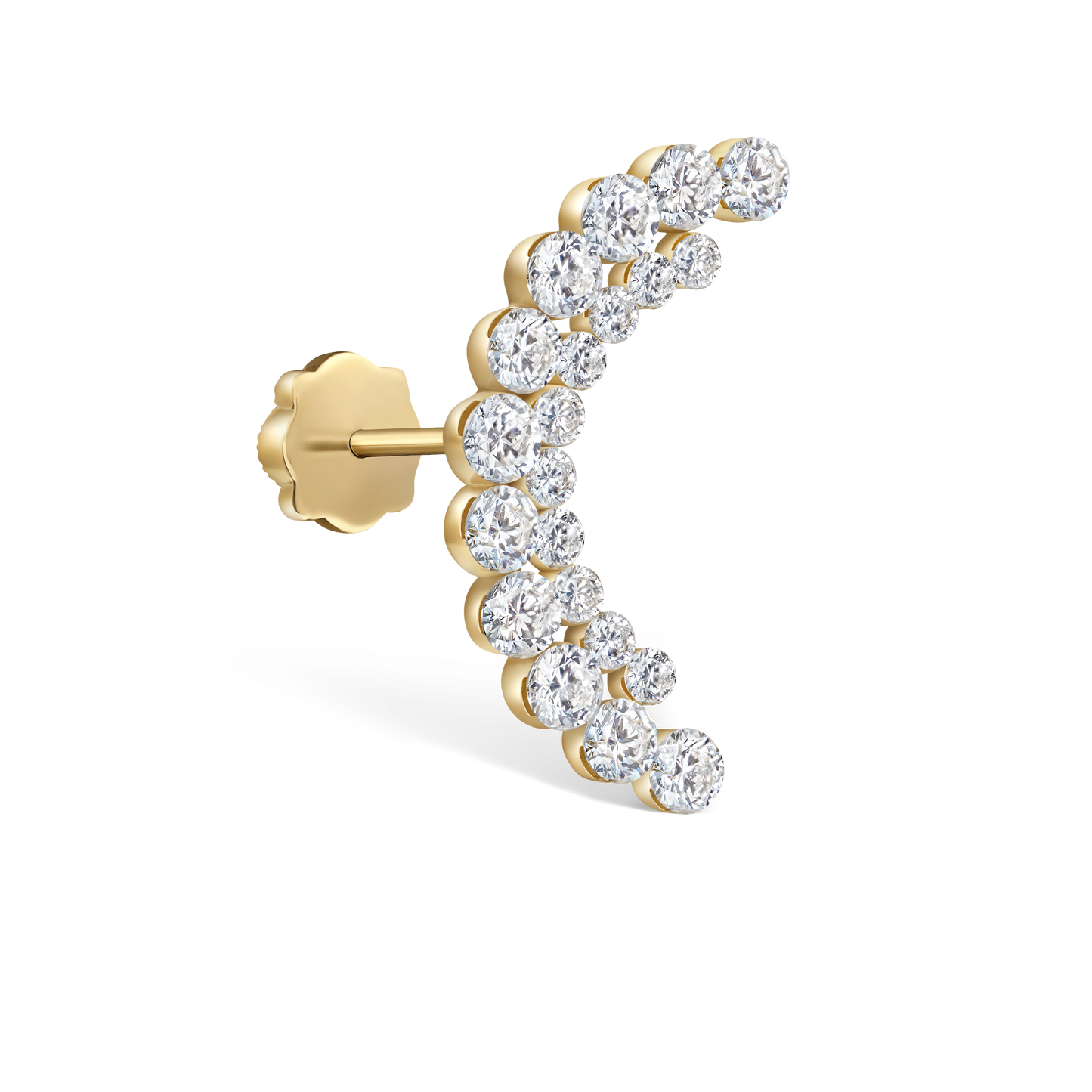 Invisible Set Diamond Apsara Curve Threaded Stud Earring
