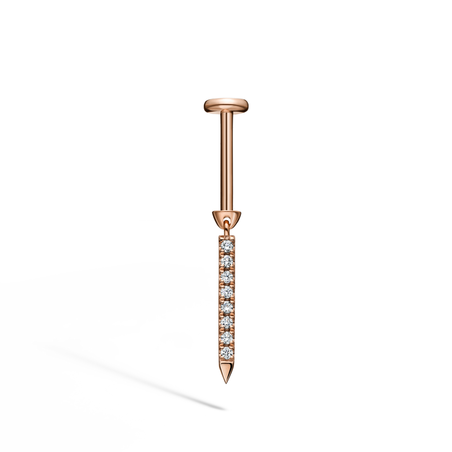 Diamond Eternity Bar Charm Threaded Stud Earring