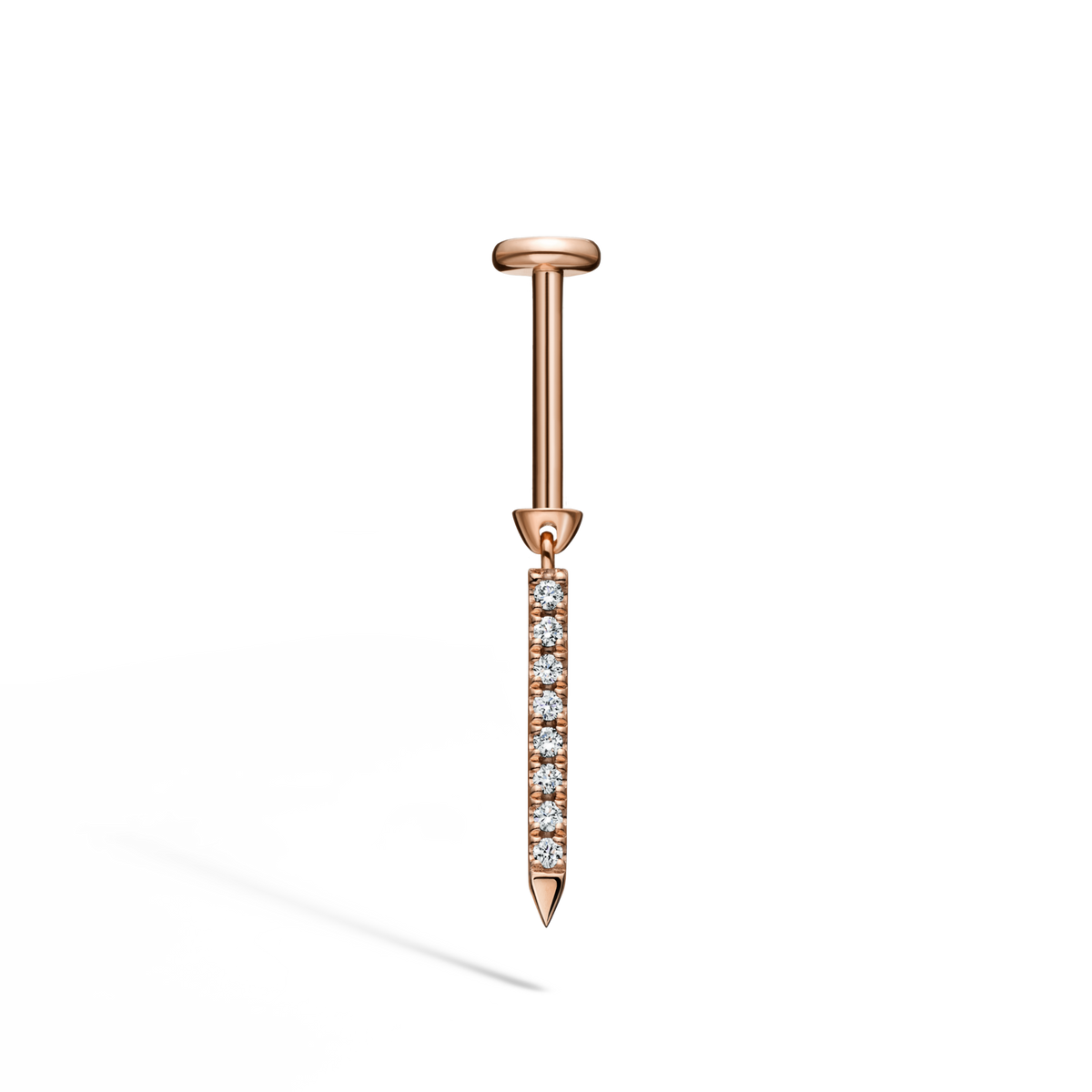 Diamond Eternity Bar Charm Threaded Stud Earring