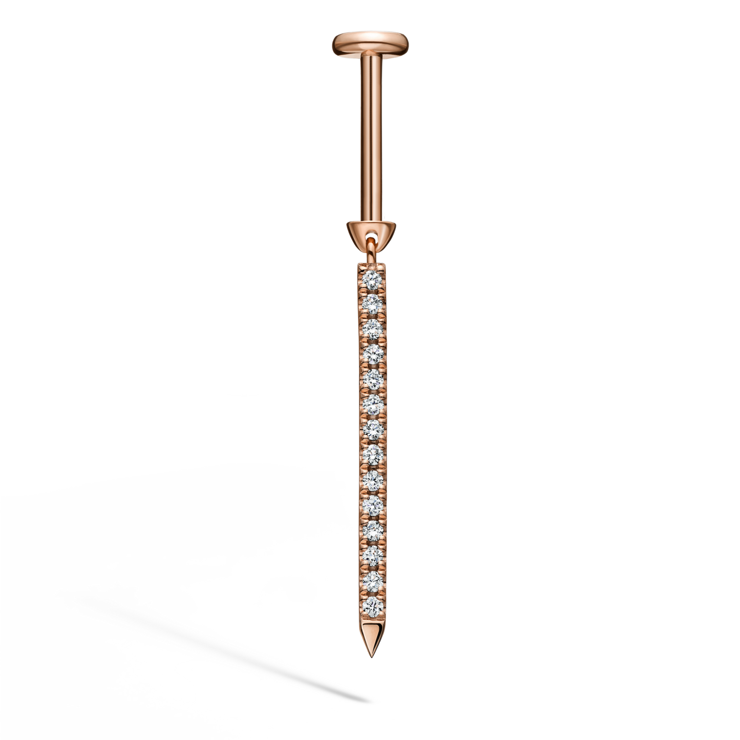 Diamond Eternity Bar Charm Threaded Stud Earring