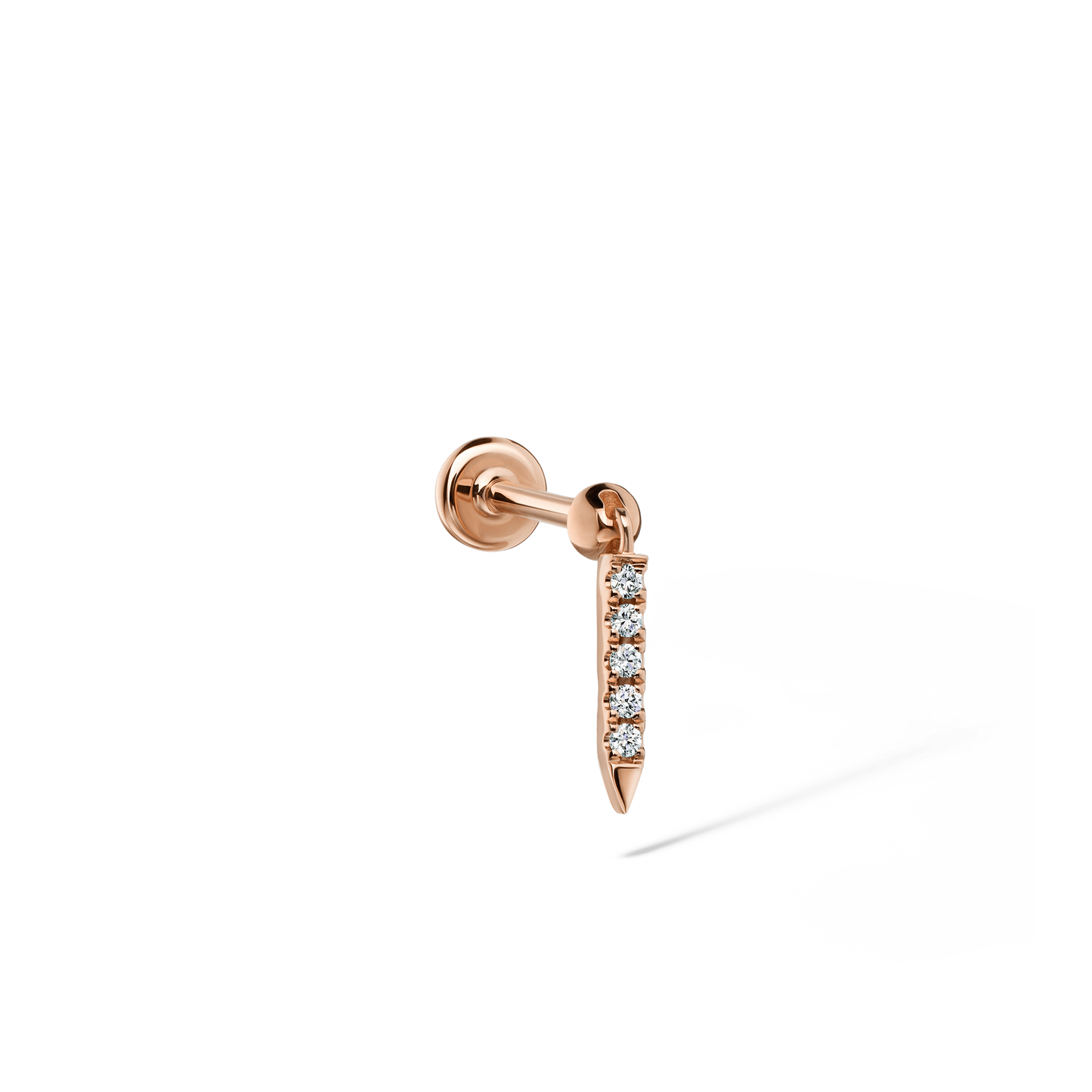 Diamond Eternity Bar Charm Threaded Stud Earring
