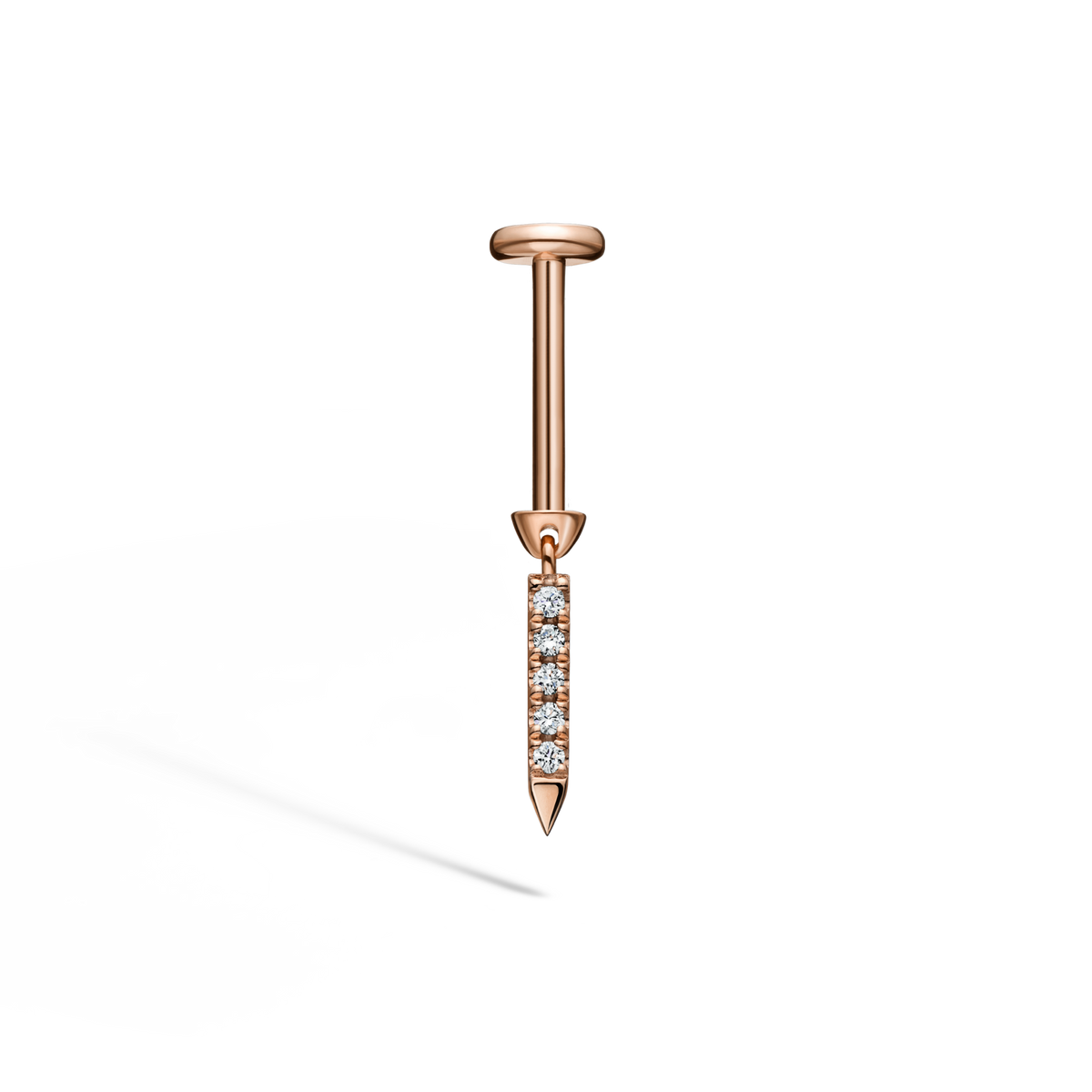 Diamond Eternity Bar Charm Threaded Stud Earring