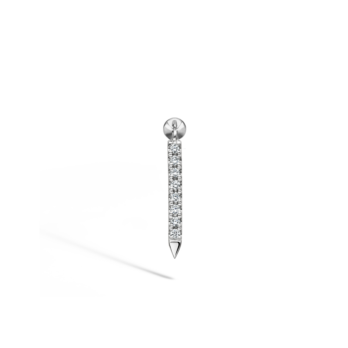 Diamond Eternity Bar Charm Threaded Stud Earring