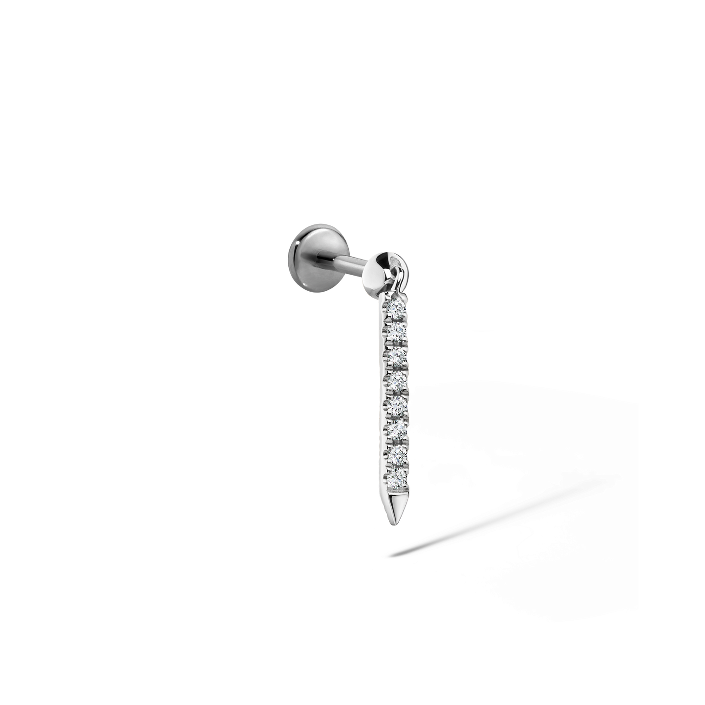 Diamond Eternity Bar Charm Threaded Stud Earring With Titanium Backing