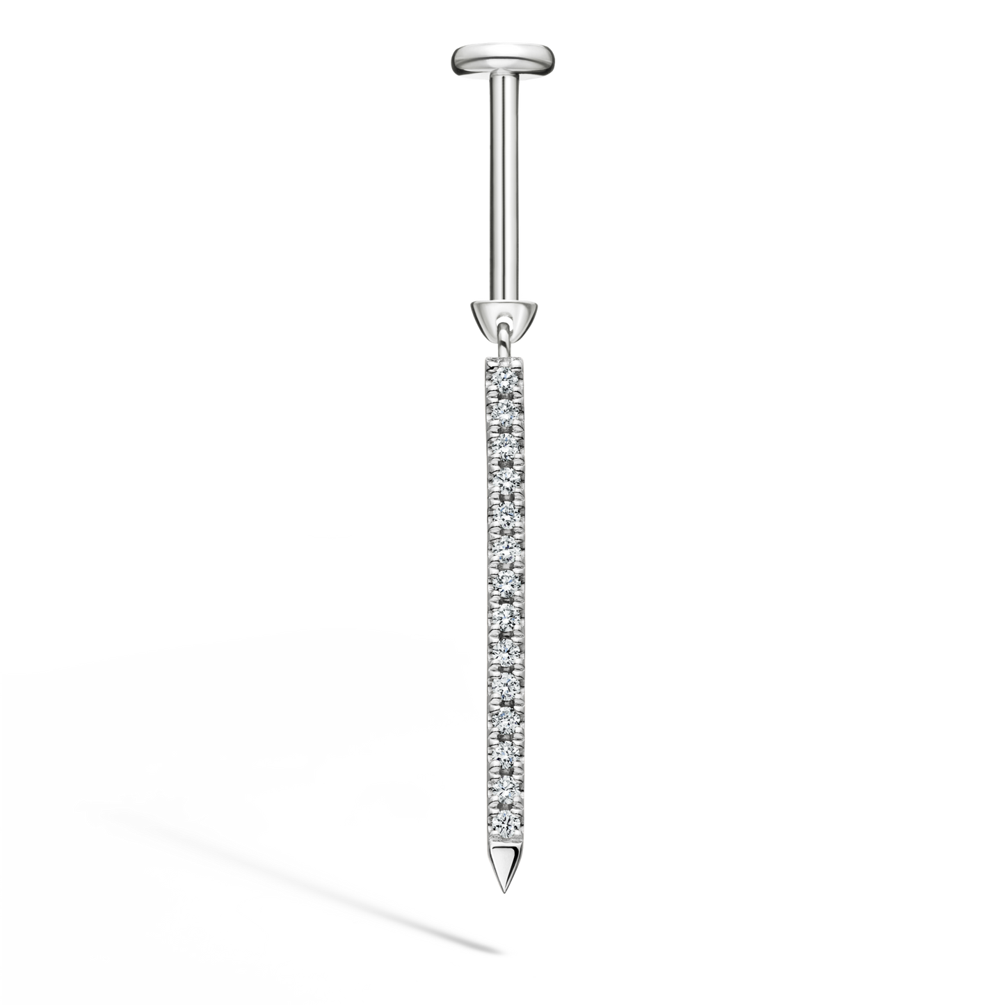 Diamond Eternity Bar Charm Threaded Stud Earring