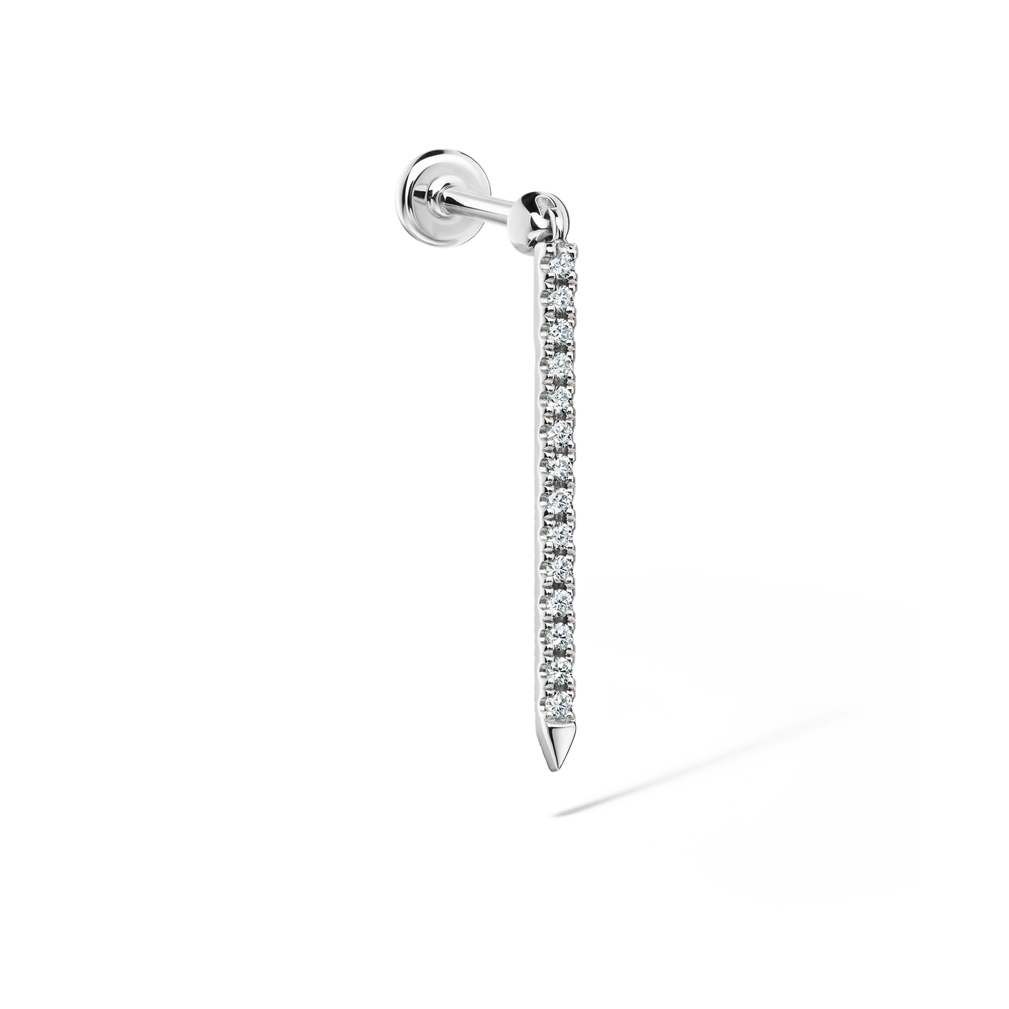 Diamond Eternity Bar Charm Threaded Stud Earring