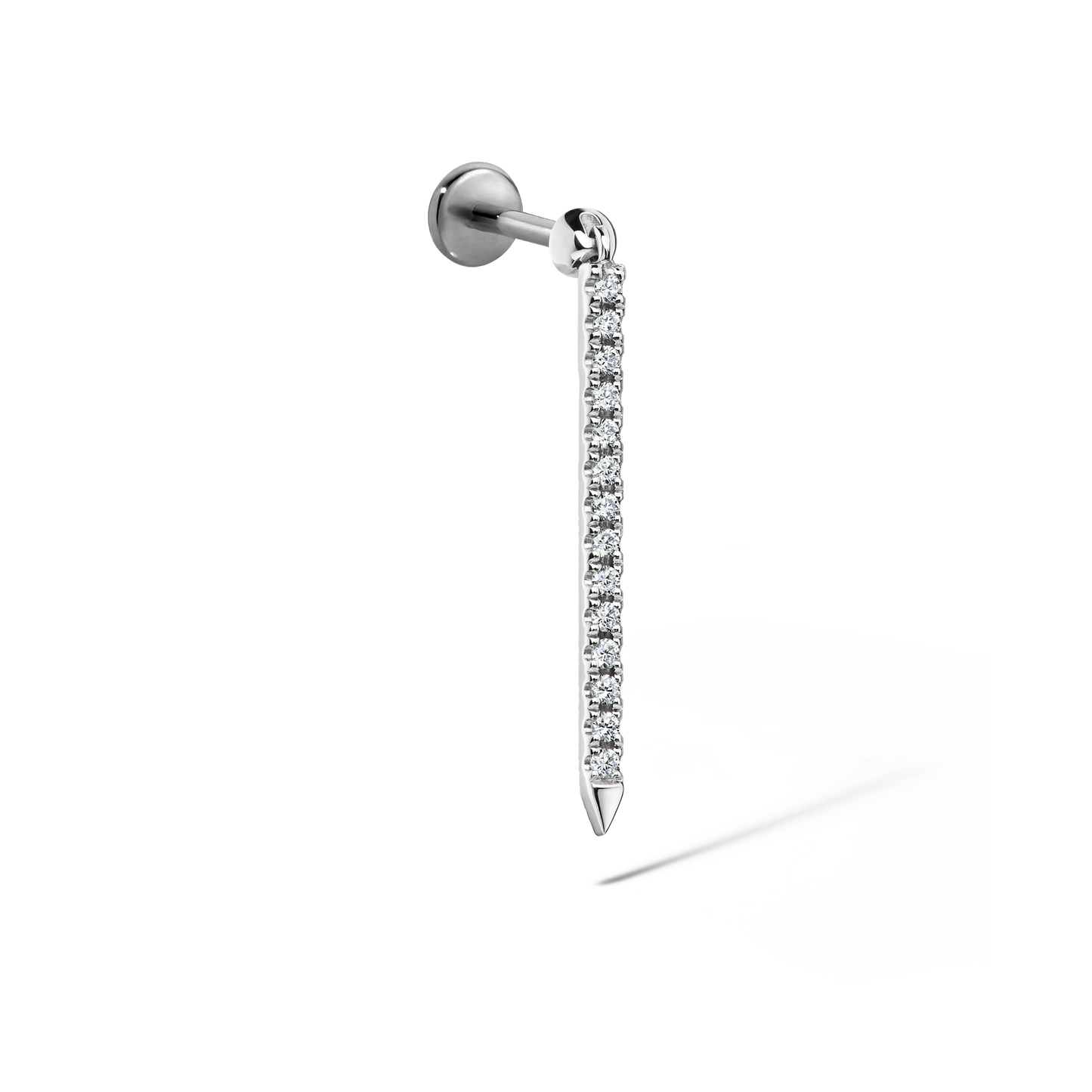 Diamond Eternity Bar Charm Threaded Stud Earring With Titanium Backing