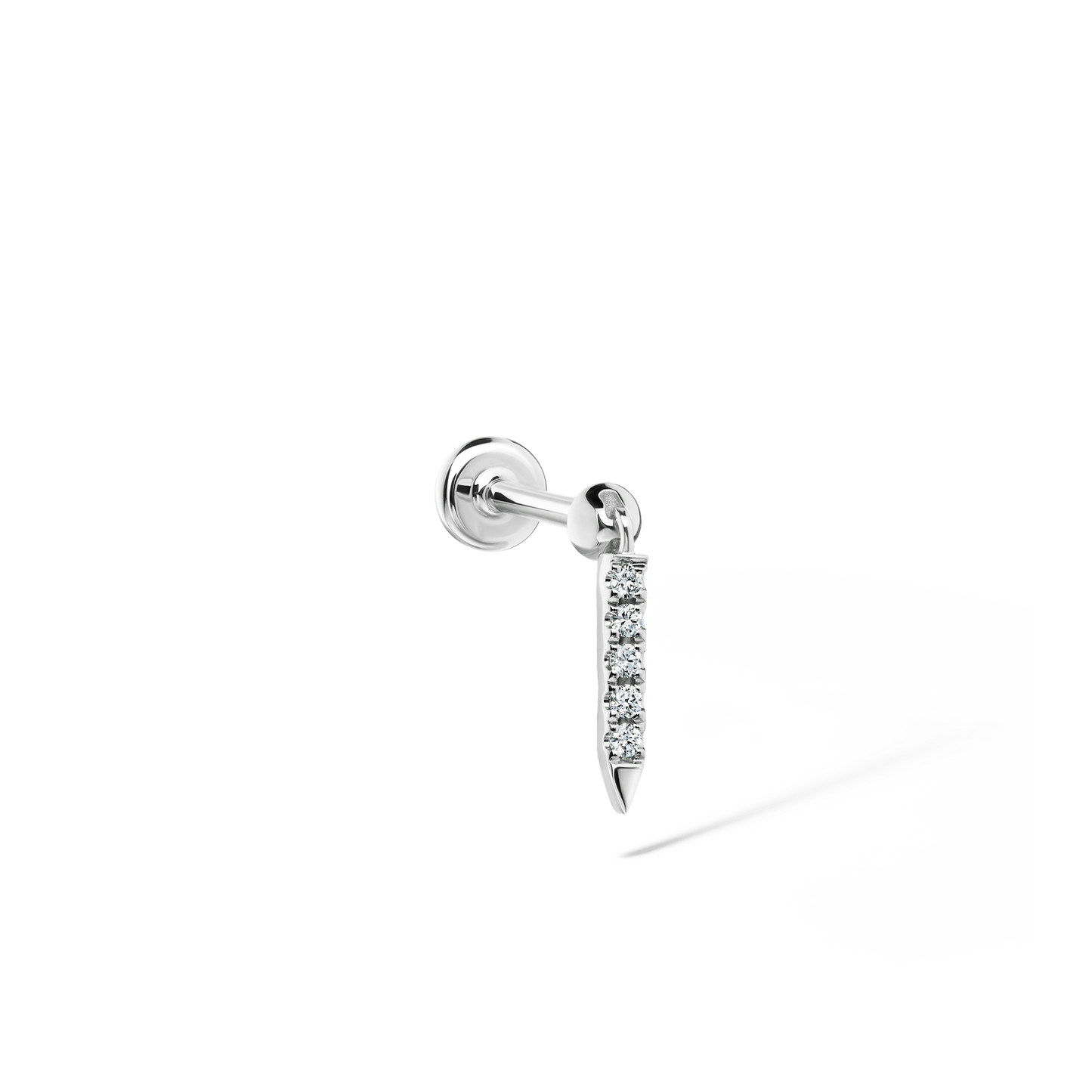 Diamond Eternity Bar Charm Threaded Stud Earring
