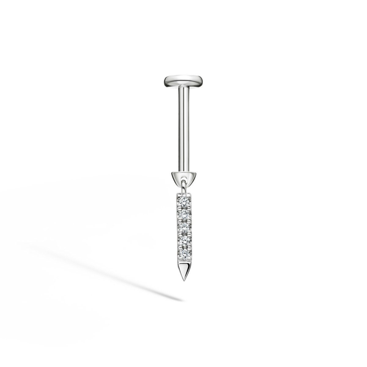 Diamond Eternity Bar Charm Threaded Stud Earring
