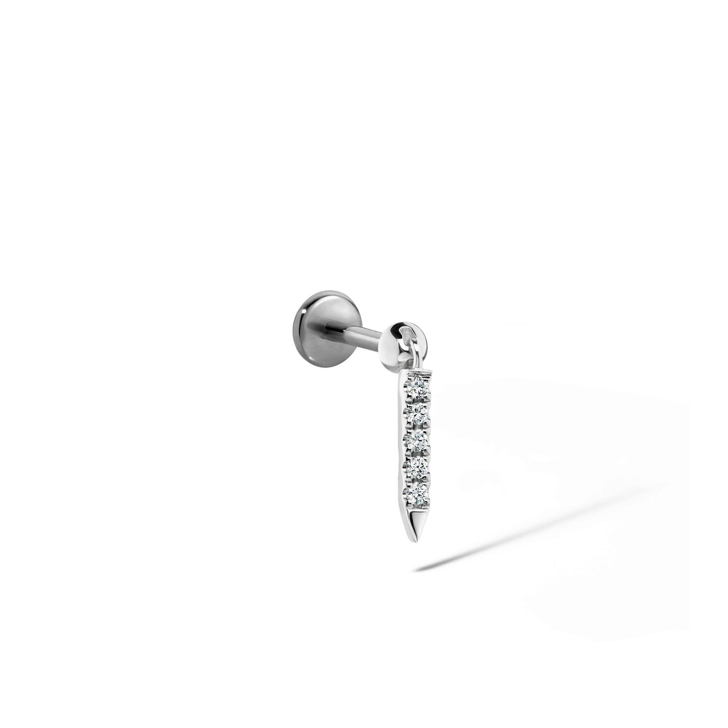 Diamond Eternity Bar Charm Threaded Stud Earring With Titanium Backing