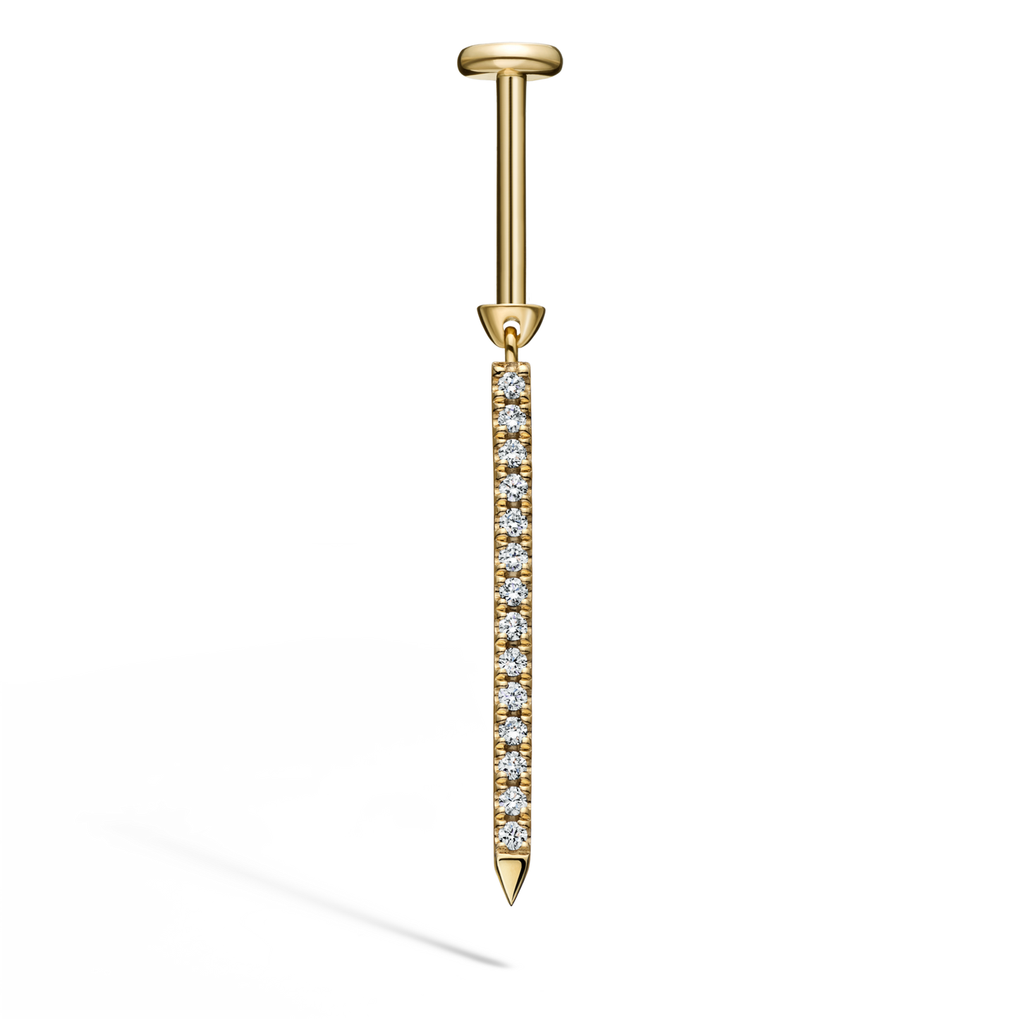 Diamond Eternity Bar Charm Threaded Stud Earring