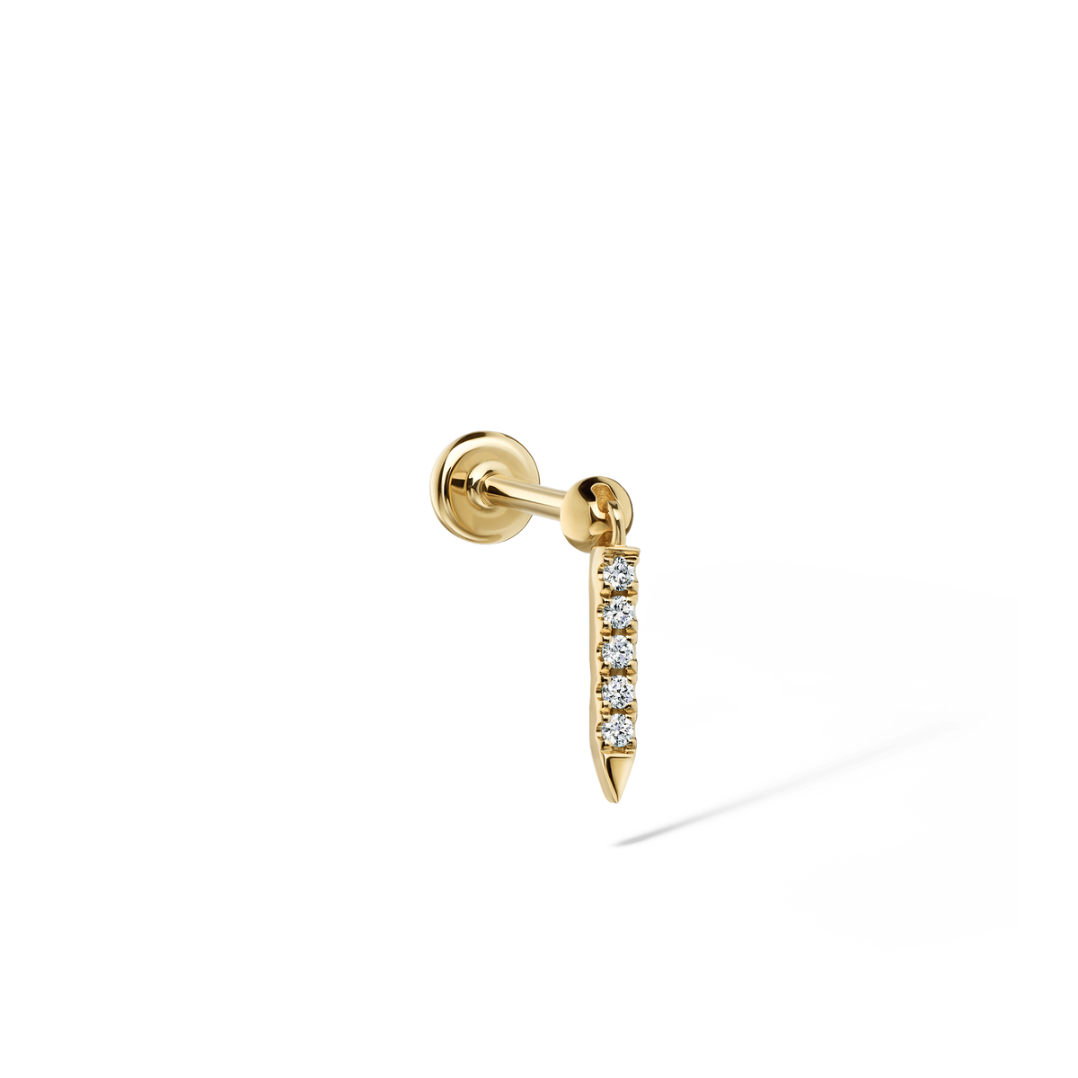 Diamond Eternity Bar Charm Threaded Stud Earring