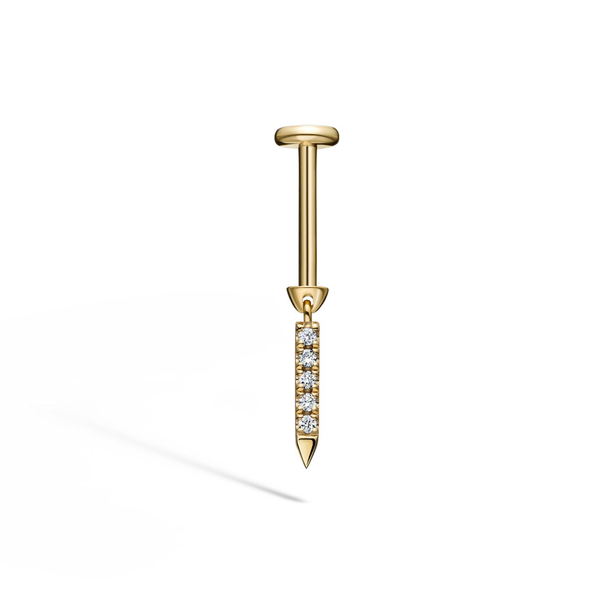 Diamond Eternity Bar Charm Threaded Stud Earring