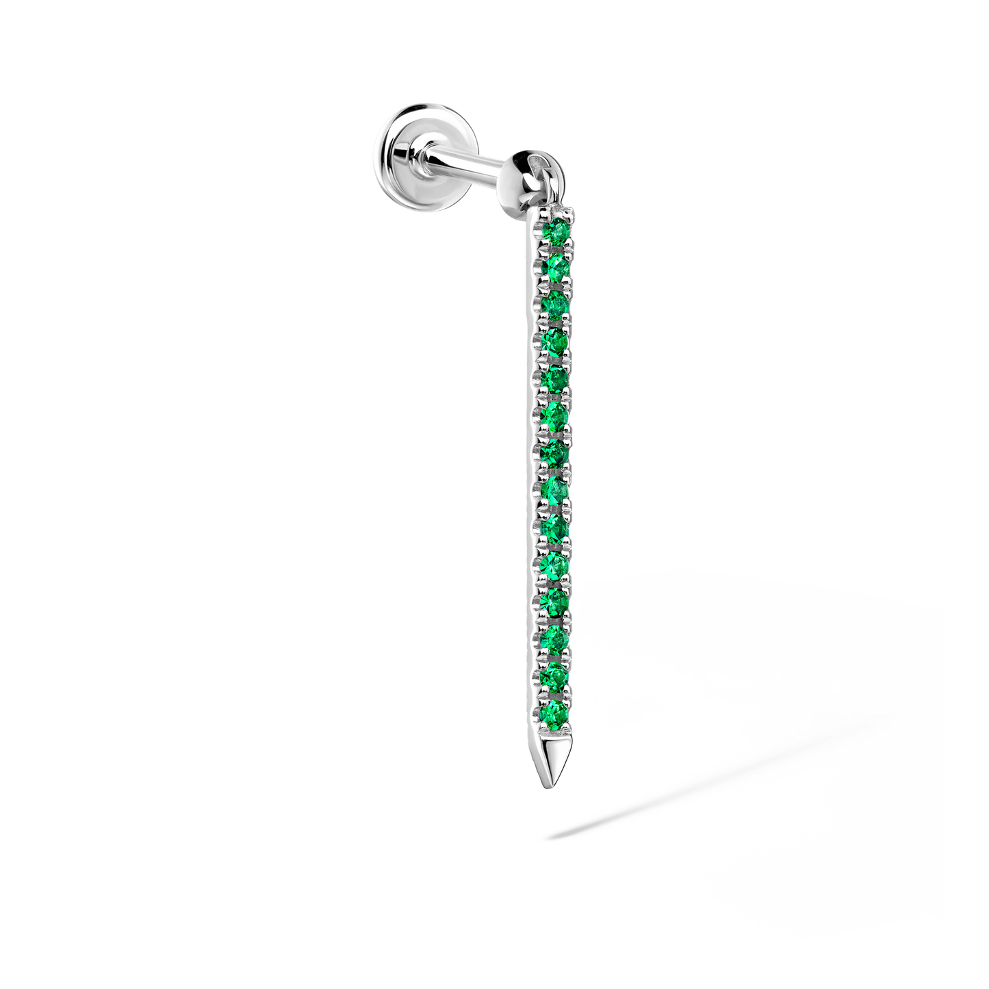 Emerald Eternity Bar Charm Threaded Stud Earring