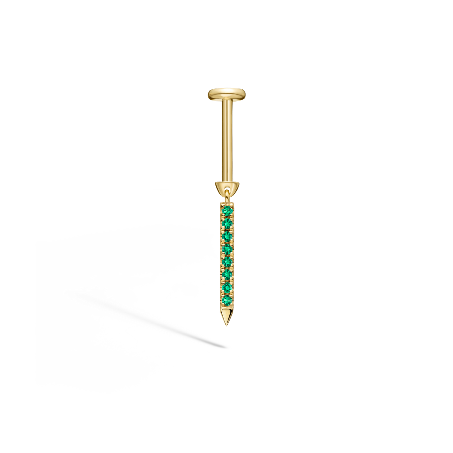 Emerald Eternity Bar Charm Threaded Stud Earring