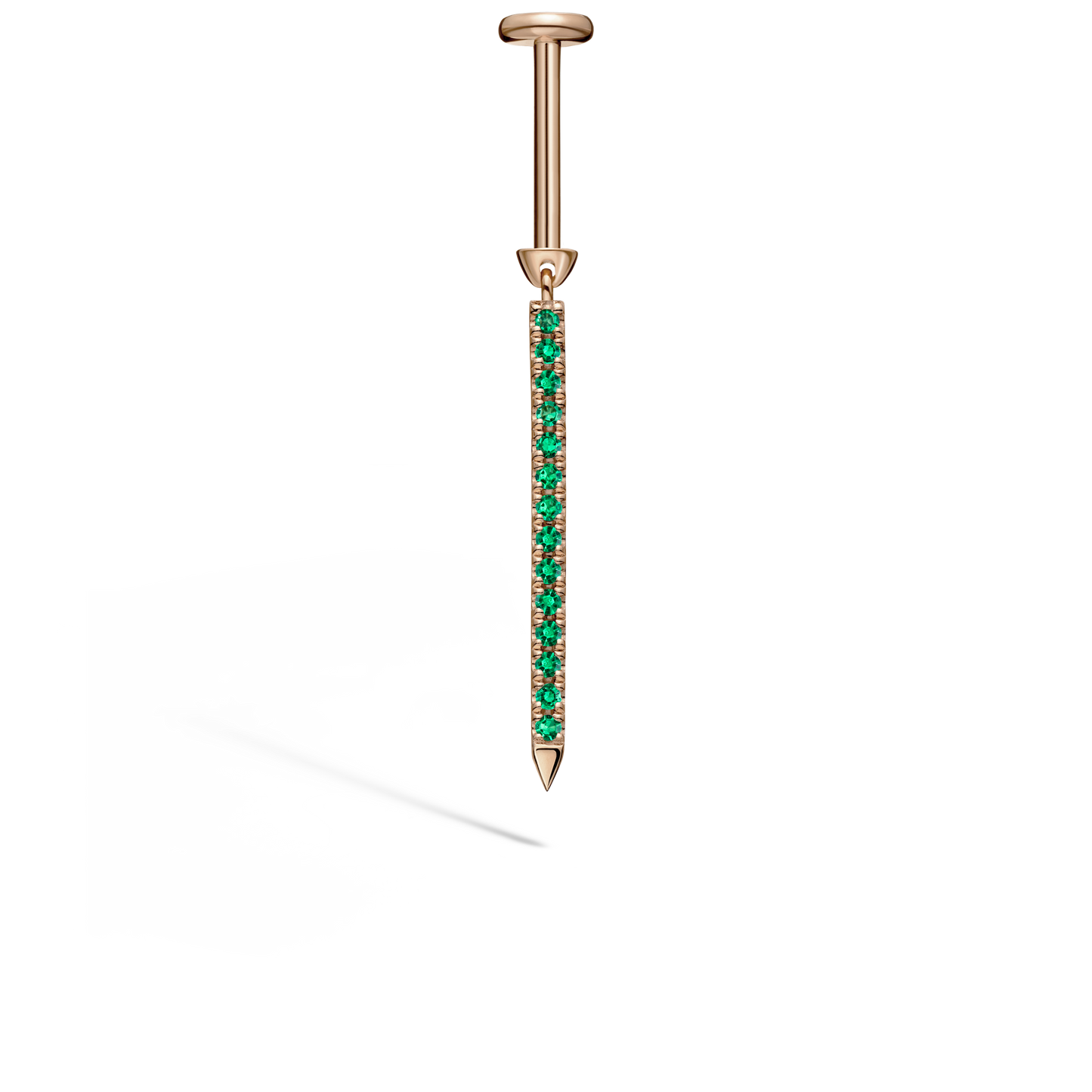 Emerald Eternity Bar Charm Threaded Stud Earring