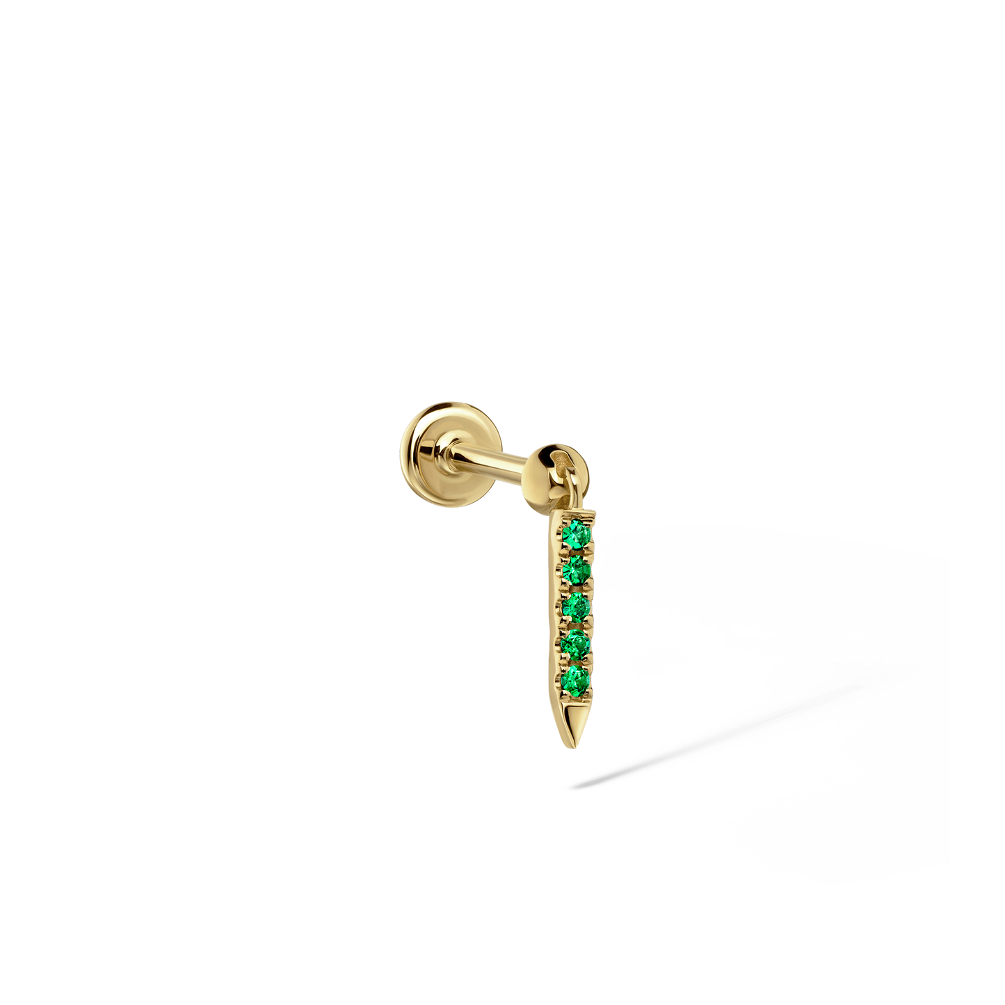 Emerald Eternity Bar Charm Threaded Stud Earring